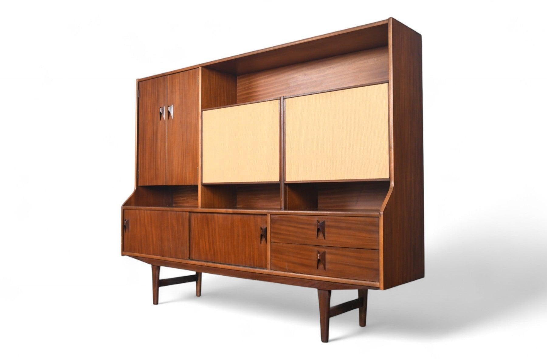 Rare Tall Mahogany Sideboard With Cane Doors by Elliots of Newbury For Sale 11