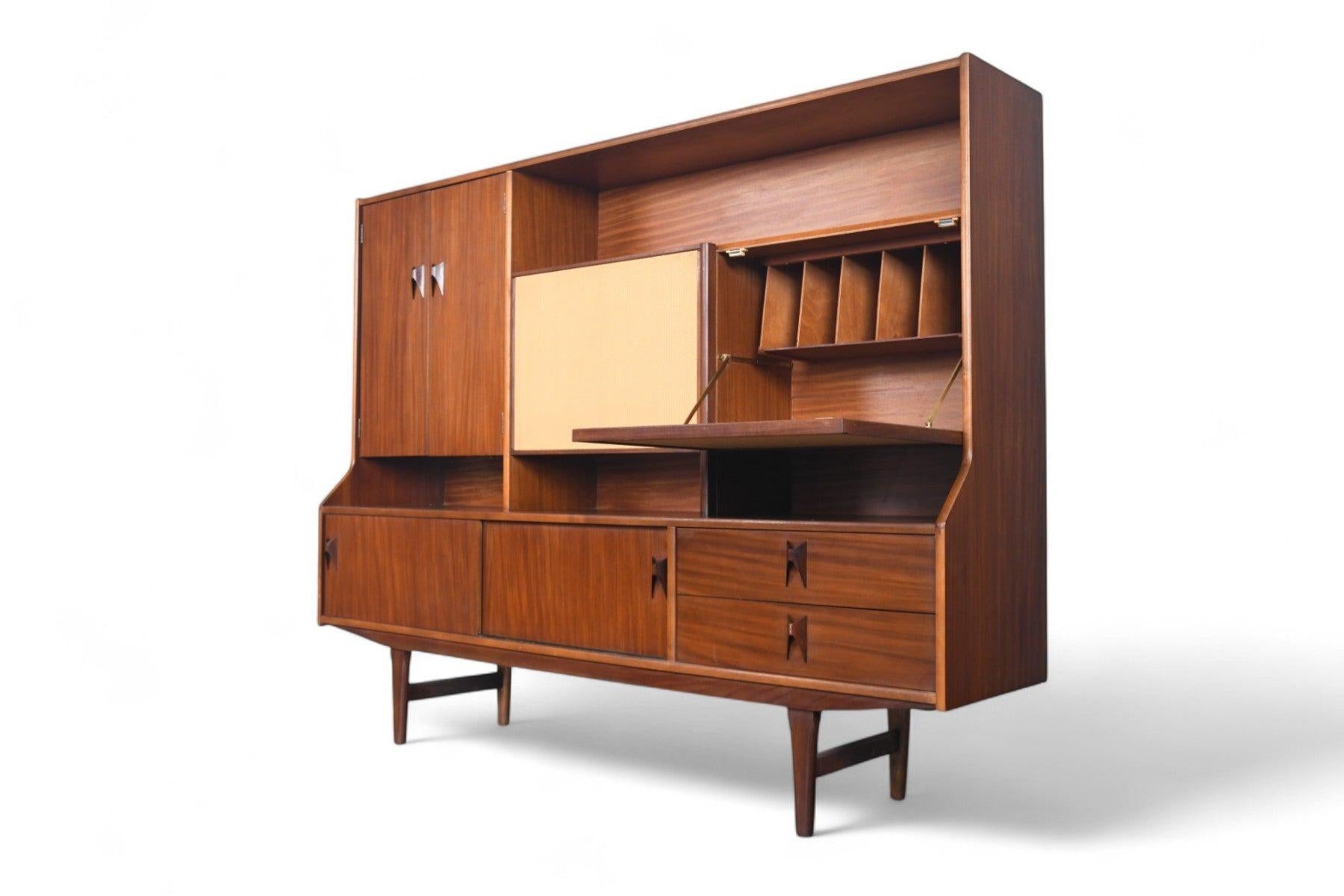 Rare Tall Mahogany Sideboard With Cane Doors by Elliots of Newbury For Sale 12