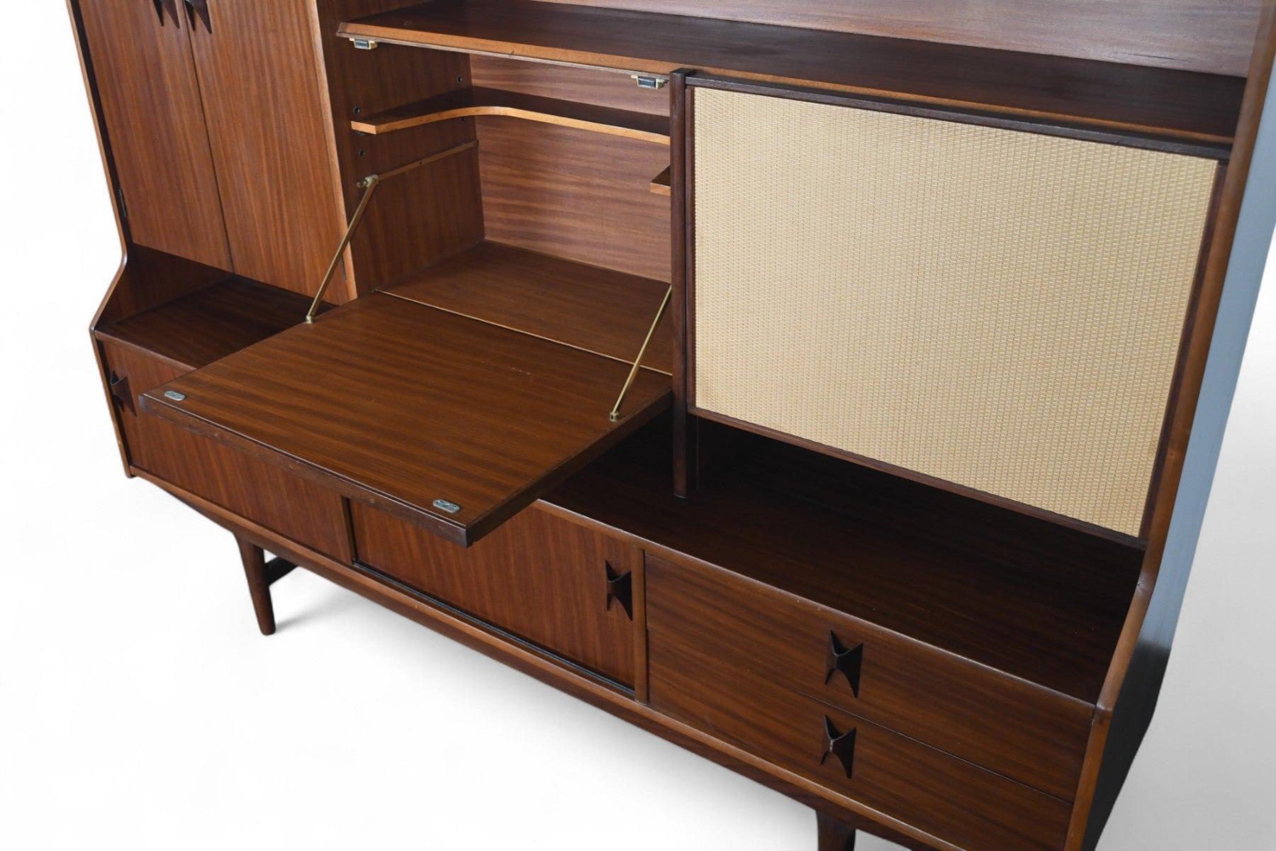 20th Century Rare Tall Mahogany Sideboard With Cane Doors by Elliots of Newbury For Sale