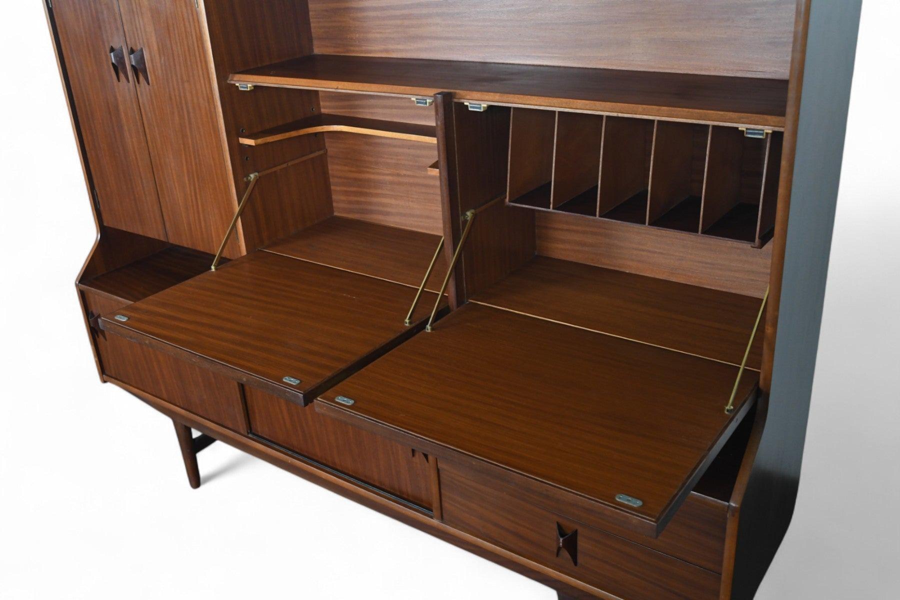 Rare Tall Mahogany Sideboard With Cane Doors by Elliots of Newbury For Sale 1