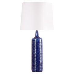Rare Huge Palshus Dark Blue Table Lamp Danish Mid-Century Modern Ceramic, 1960s