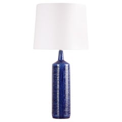 Seltene hohe blaue Palshus-Tischlampe aus dänischer Keramik, Mid-Century Modern, 1960er Jahre