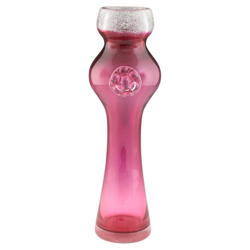Raro jarrón alto con rosas Probablemente Josef Hospodka para Chribska c1965