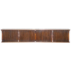 Antique Rare Tambour Fronted Long Single Book Shelf, Desk / Tabletop or Wall-Mounted