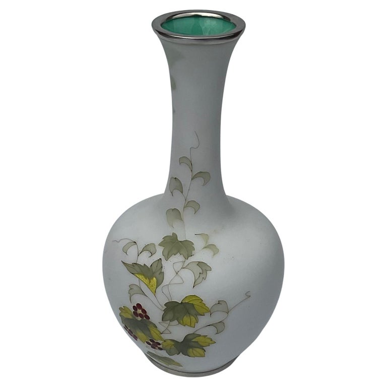Rare Tamura Signed Japanese Cloisonne Vase with Berries Intricately