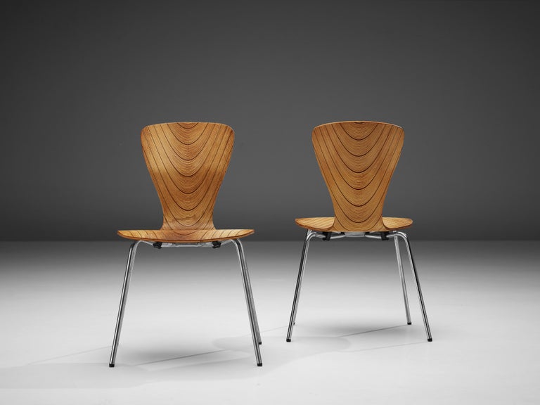 Metal Rare Tapio Wirkkala Pair of Dining Chairs For Sale