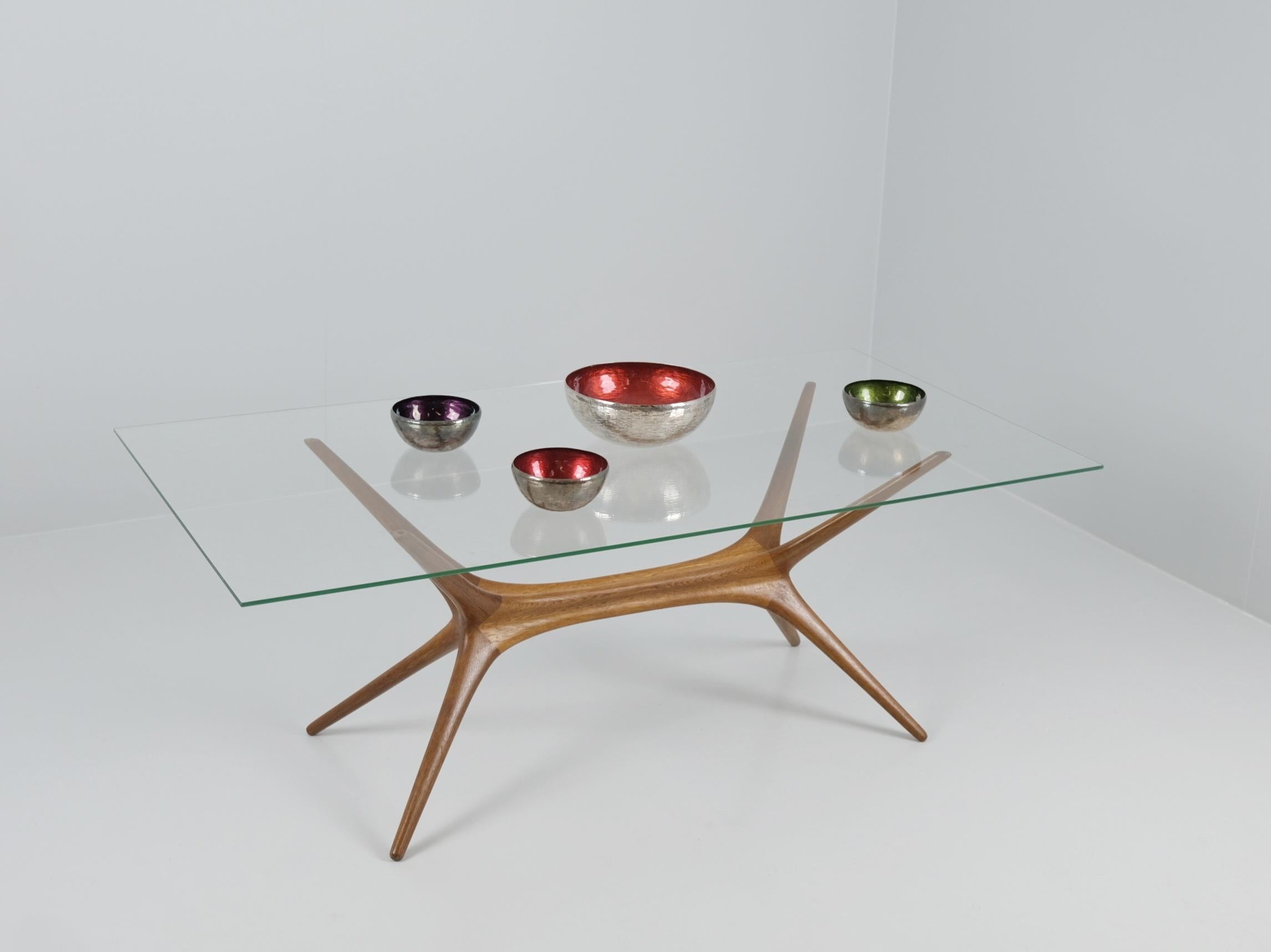 Mid-20th Century Rare Tapio Wirkkala Reindeer Antlers Coffee Table Model 9020, Elm, Asko 1950s For Sale
