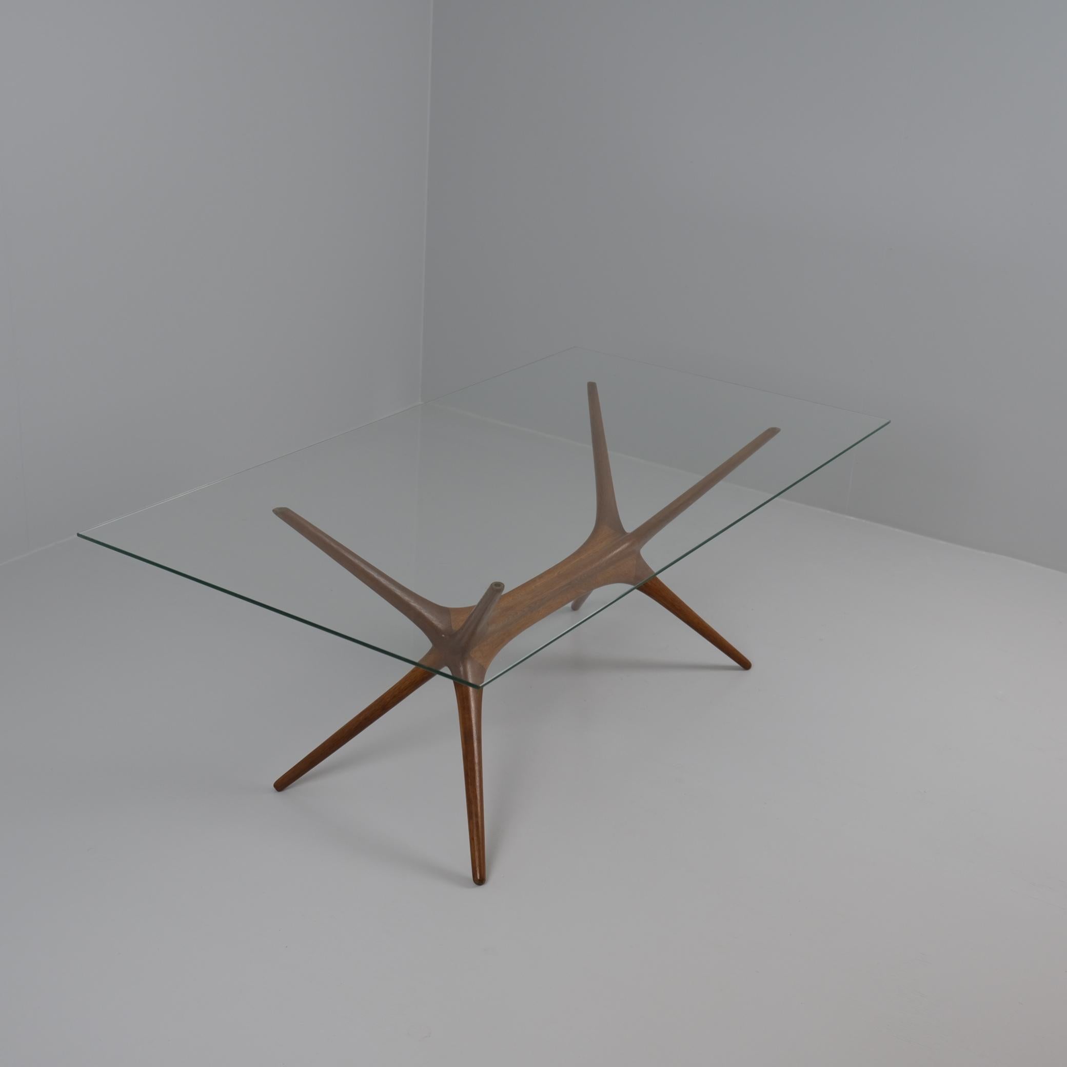 Glass Rare Tapio Wirkkala Reindeer Antlers Coffee Table Model 9020, Elm, Asko 1950s For Sale
