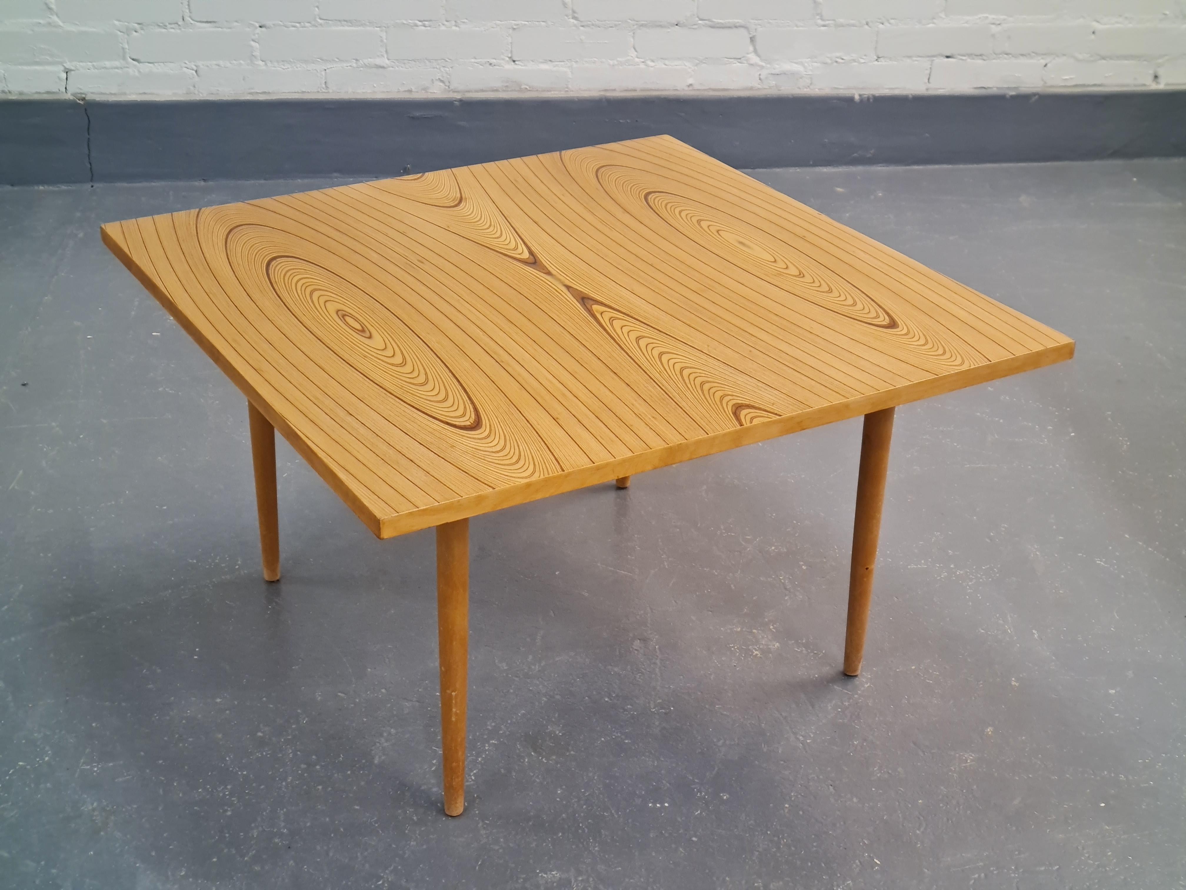 A Rare Tapio Wirkkala Rhythmic Veneer Coffee Table Model 9018, Asko 1950s For Sale 4