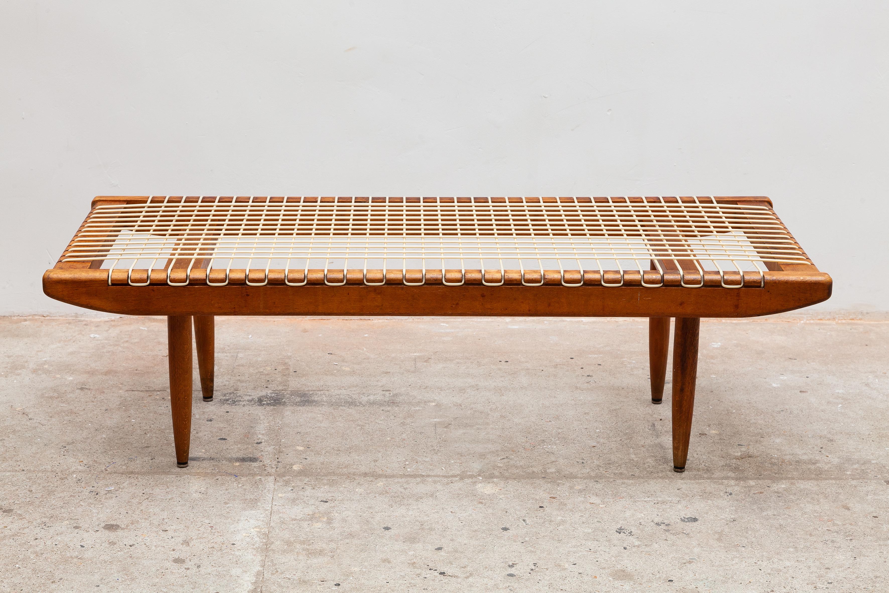 Mid-Century Modern Rare Teak and Cord Coffee-Table by Georges Tigien, for Pradera, 1950s, France For Sale