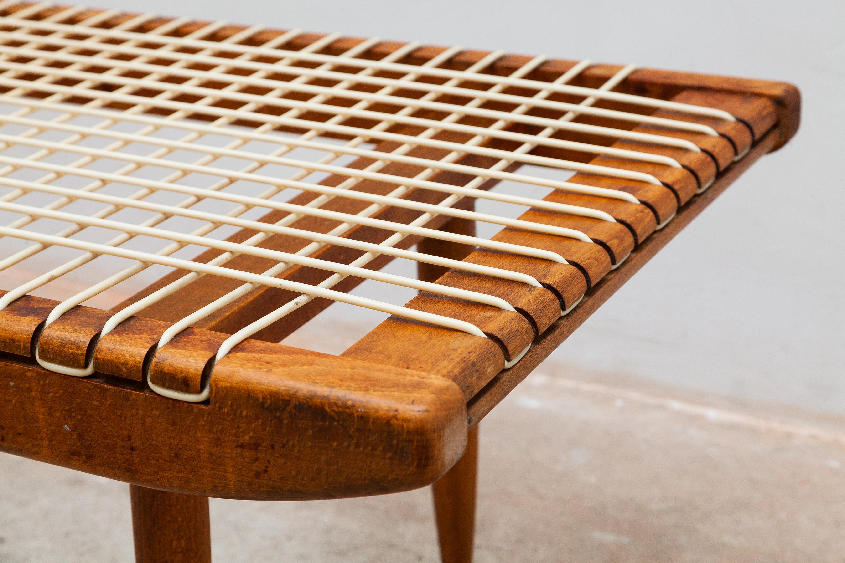 Mid-20th Century Rare Teak and Cord Coffee-Table by Georges Tigien, for Pradera, 1950s, France For Sale