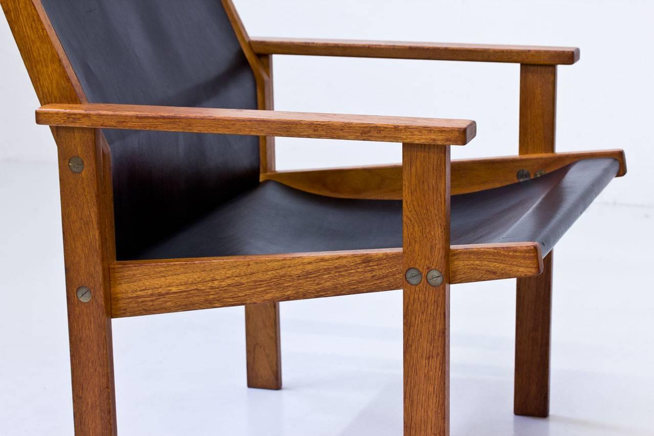 Rare Teak and Leather Easy Chair by Hans Agne Jakobsson, Sweden, 1976 4