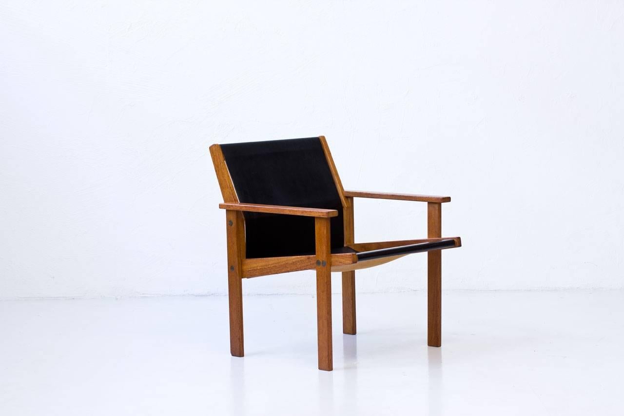 Scandinavian Modern Rare Teak and Leather Easy Chair by Hans Agne Jakobsson, Sweden, 1976