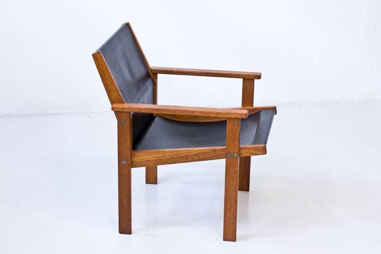 Rare Teak and Leather Easy Chair by Hans Agne Jakobsson, Sweden, 1976 In Excellent Condition In Stockholm, SE