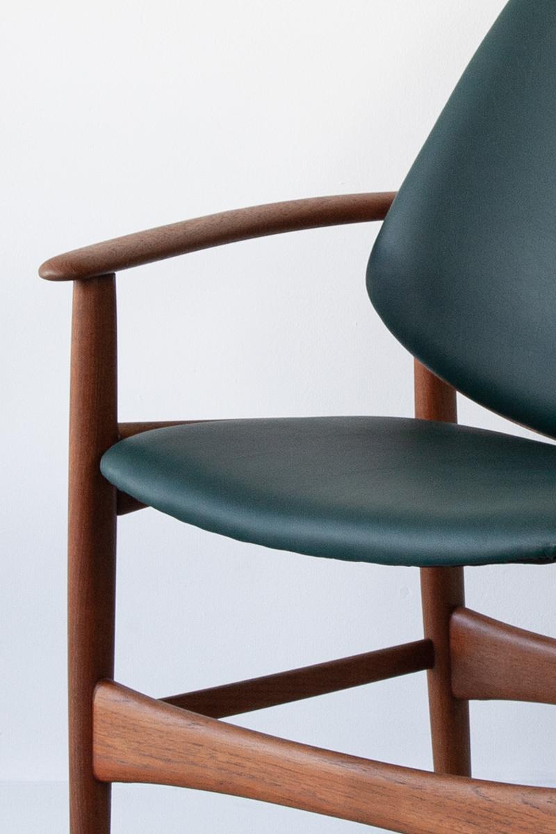 Faux Leather Rare Teak Armchair by Arne Hovmand-Olsen for Jutex