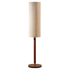 Rare Teak, Brass & Jute Fabric Floor Lamp by Bertel Gardberg, Finland, 1960s