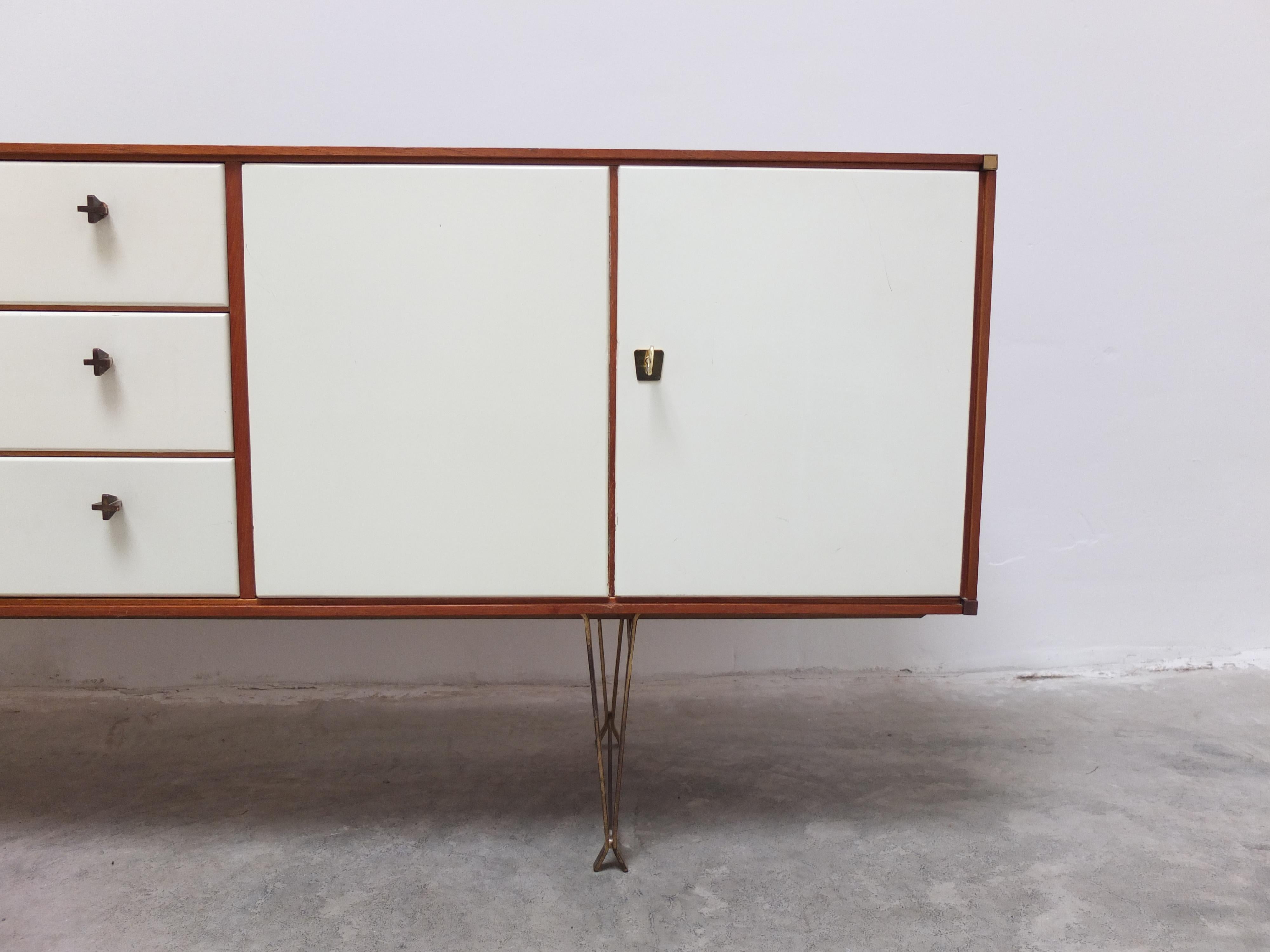Rare Teak & Brass Sideboard by William Watting for Fristho, 1950s 7