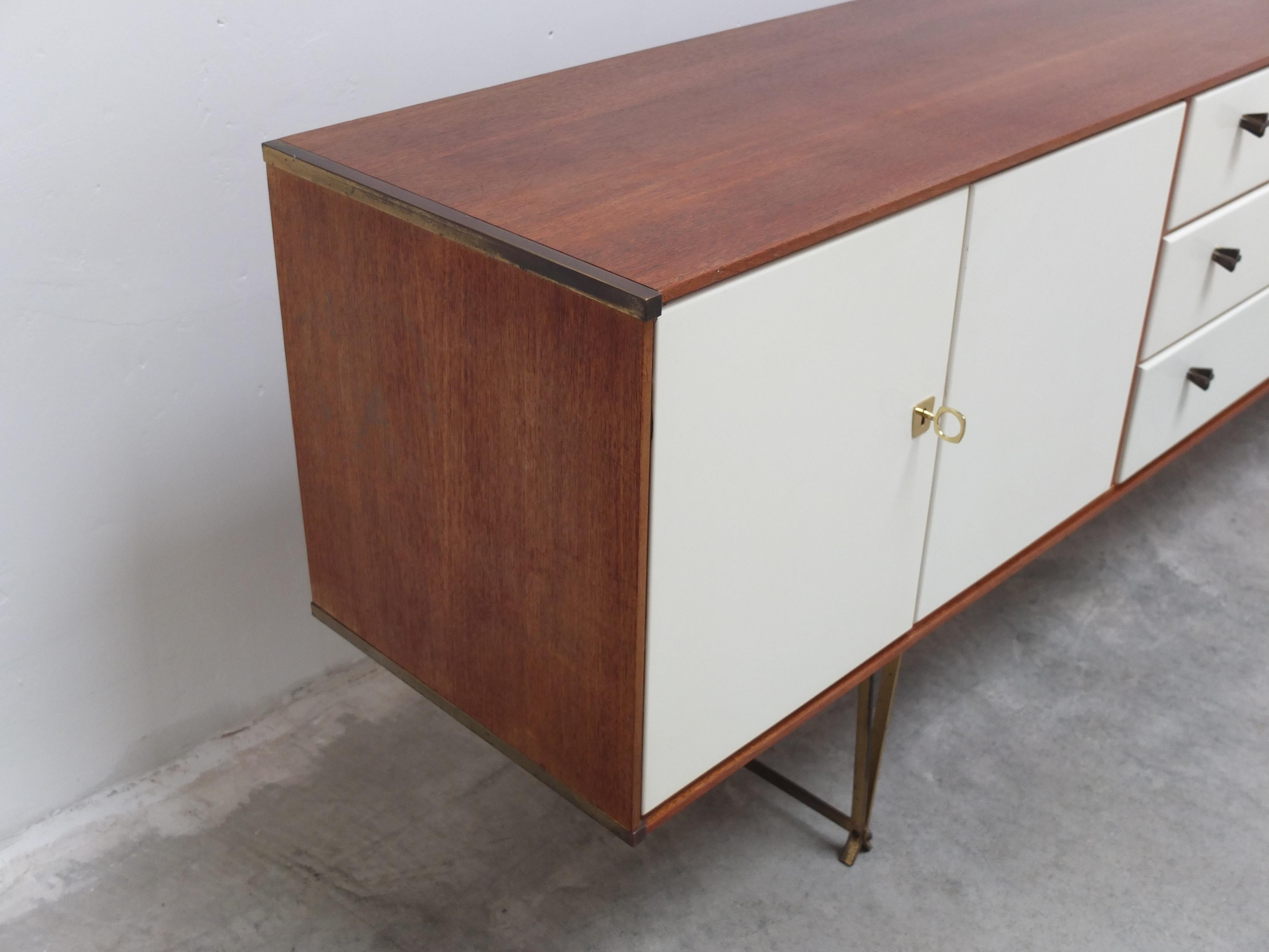 Rare Teak & Brass Sideboard by William Watting for Fristho, 1950s 10