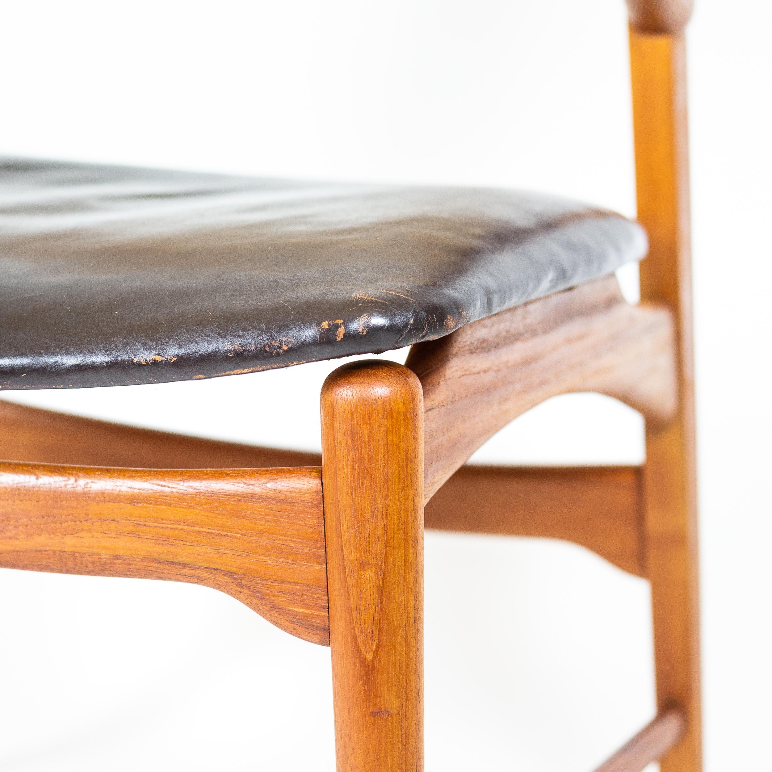 Rare Teak, Leather and Cane Model 48 Armchair, E. Knudsen, Denmark 1950s 4