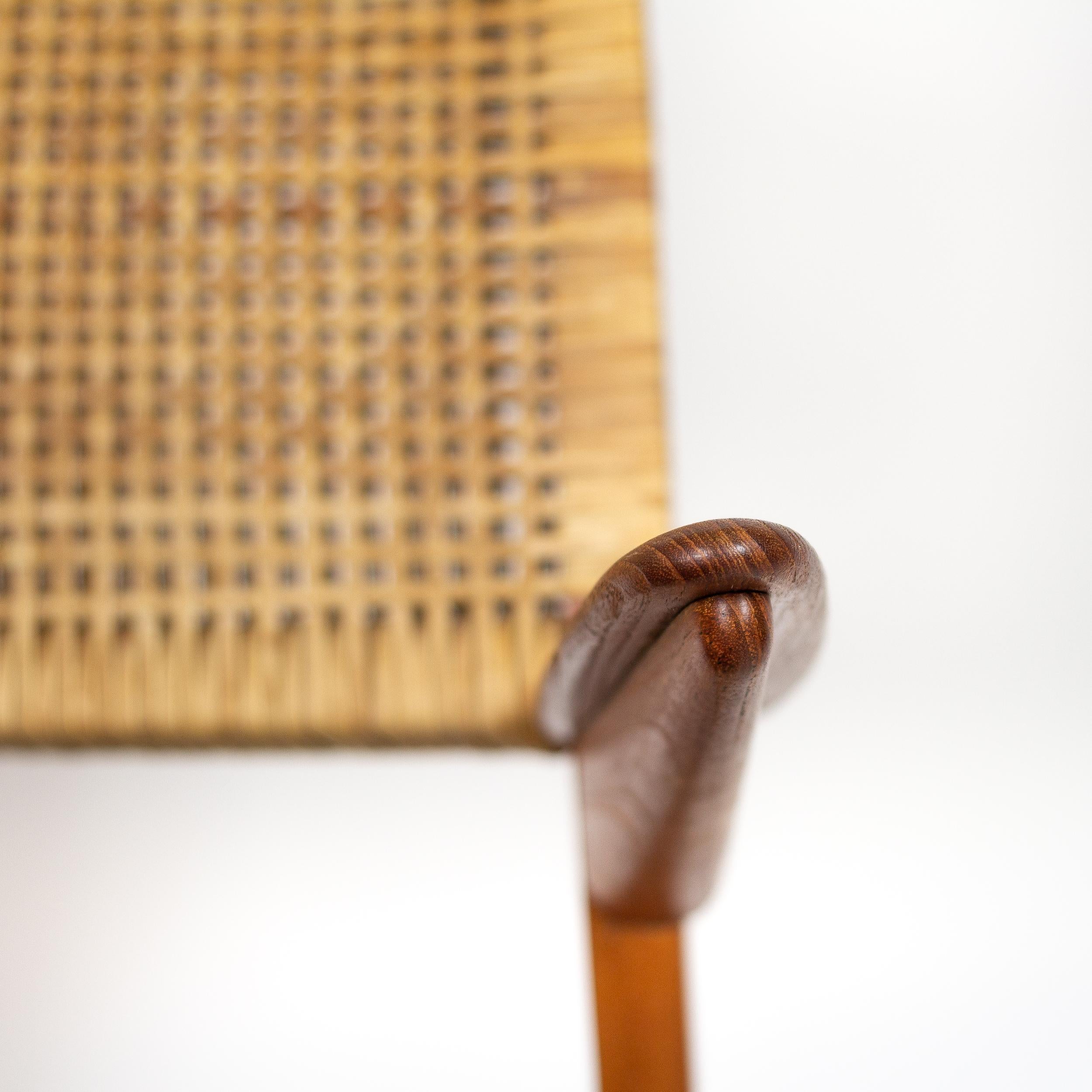Rare Teak, Leather and Cane Model 48 Armchair, E. Knudsen, Denmark 1950s 5