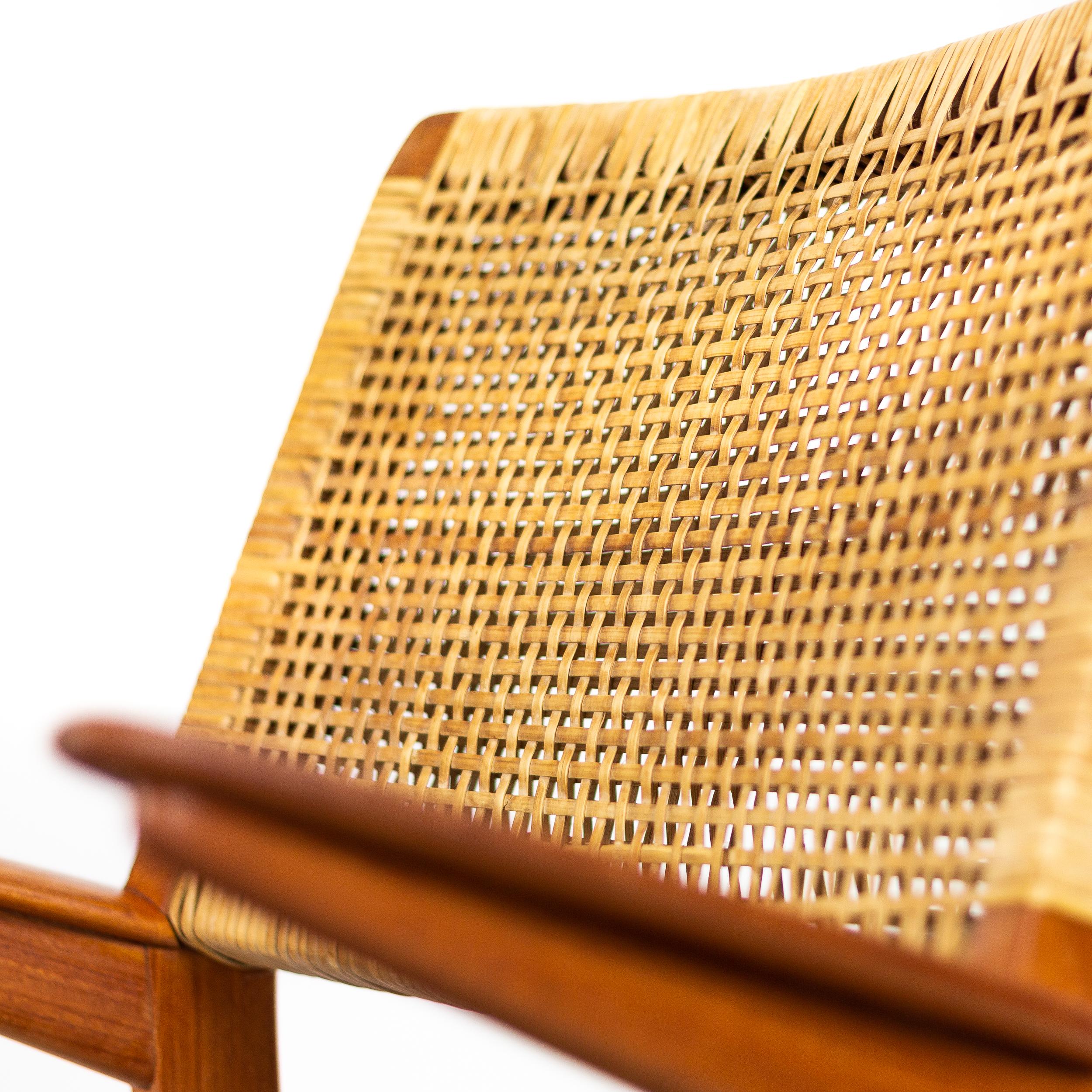 Rare Teak, Leather and Cane Model 48 Armchair, E. Knudsen, Denmark 1950s 7