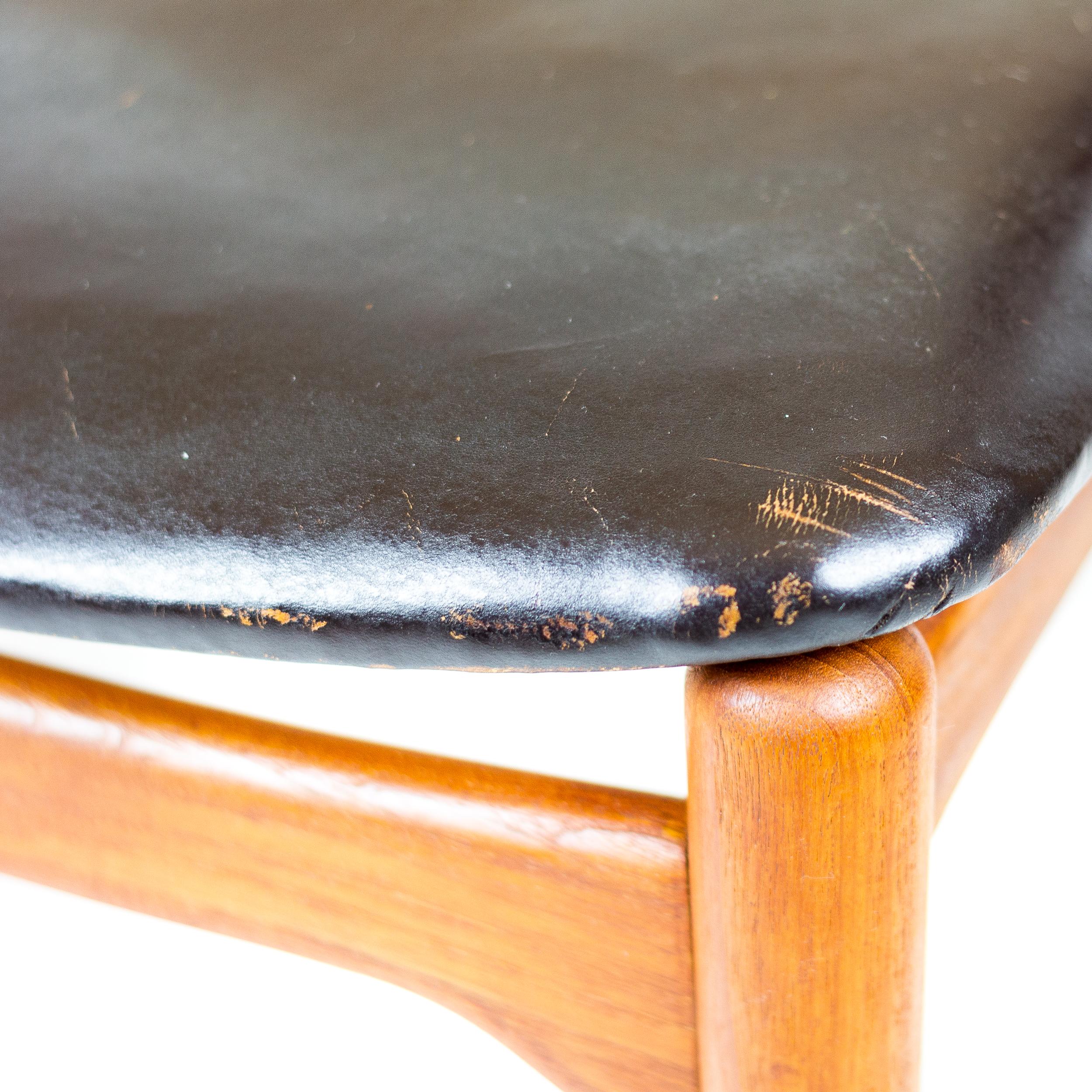 Rare Teak, Leather and Cane Model 48 Armchair, E. Knudsen, Denmark 1950s 8