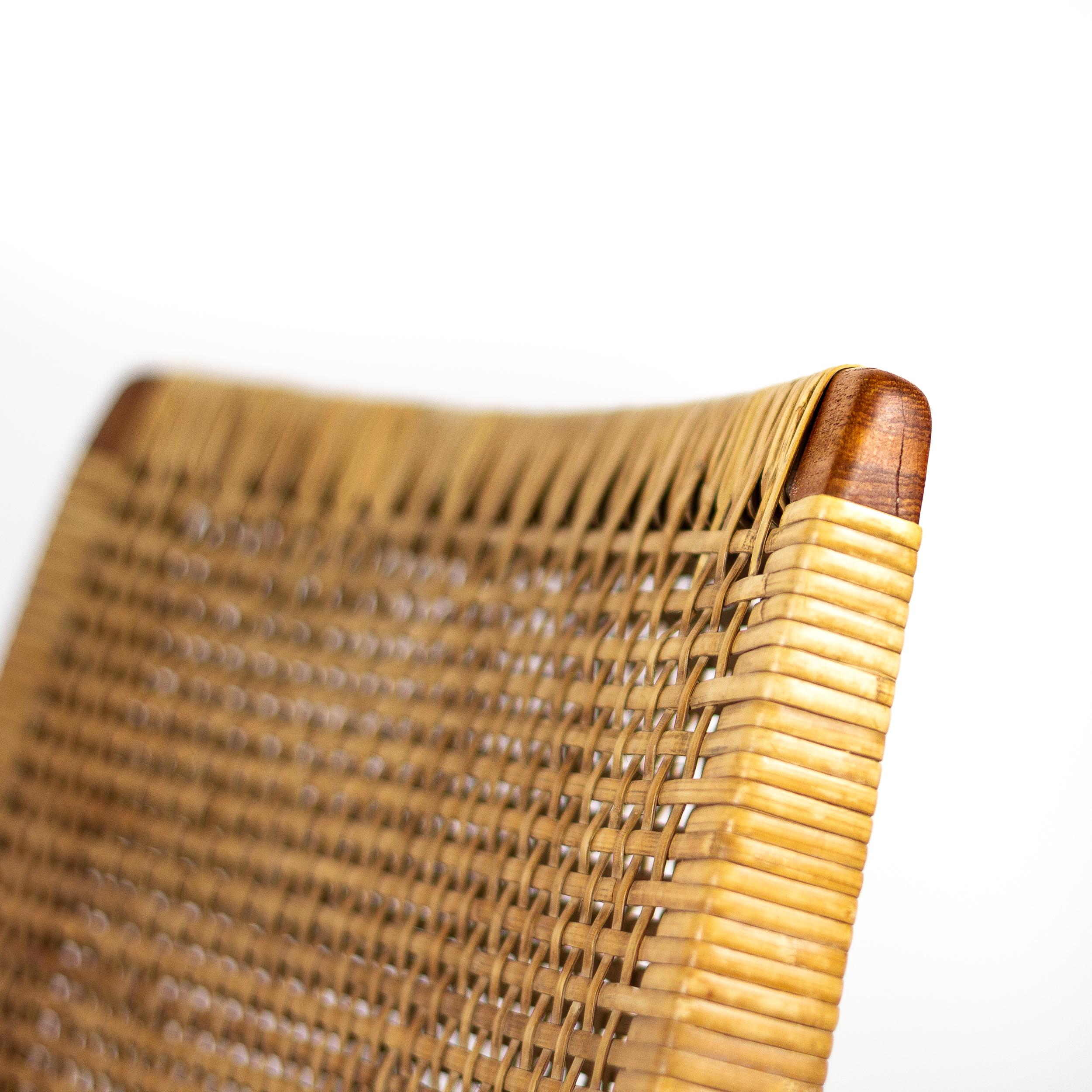 Rare Teak, Leather and Cane Model 48 Armchair, E. Knudsen, Denmark 1950s 9