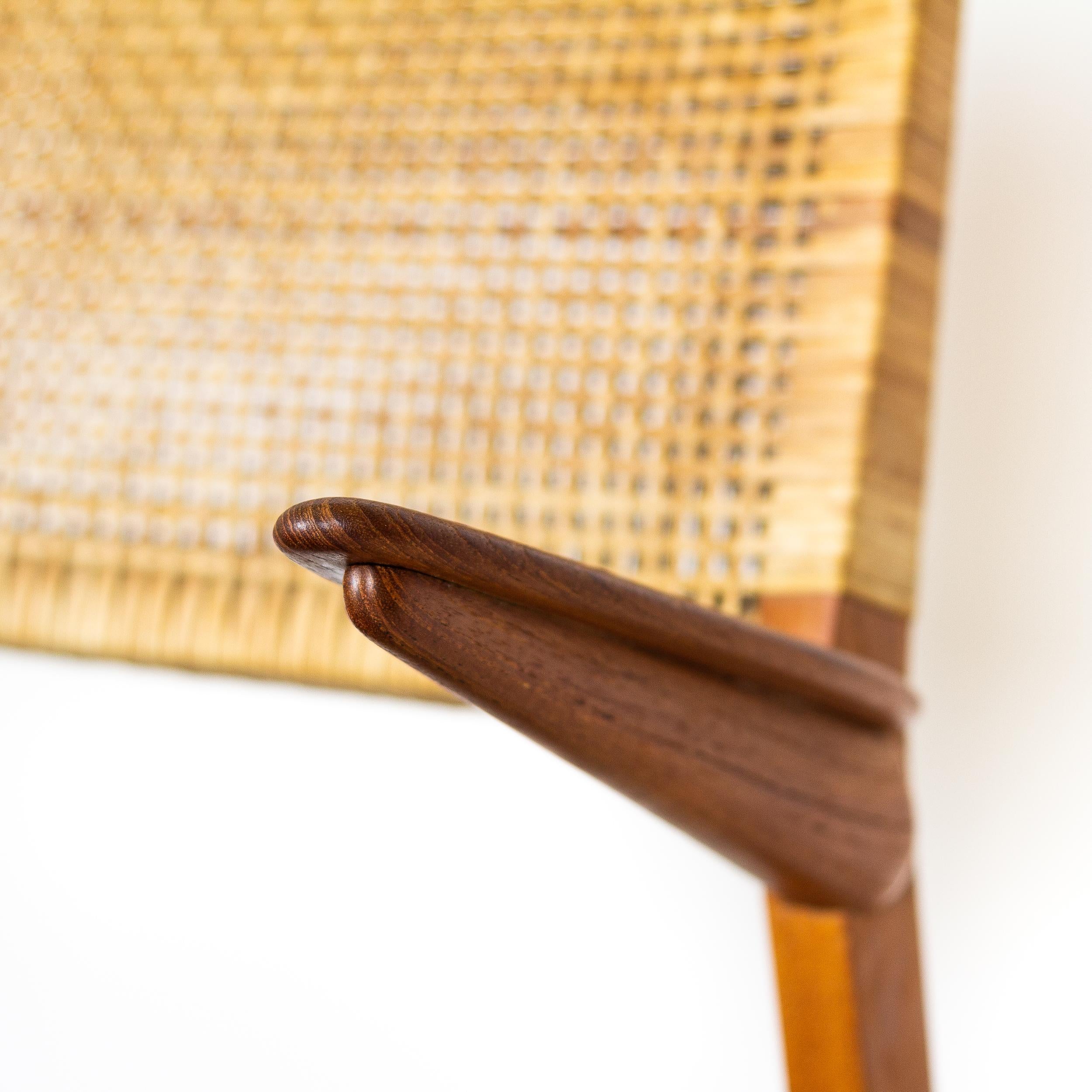 Rare Teak, Leather and Cane Model 48 Armchair, E. Knudsen, Denmark 1950s 3