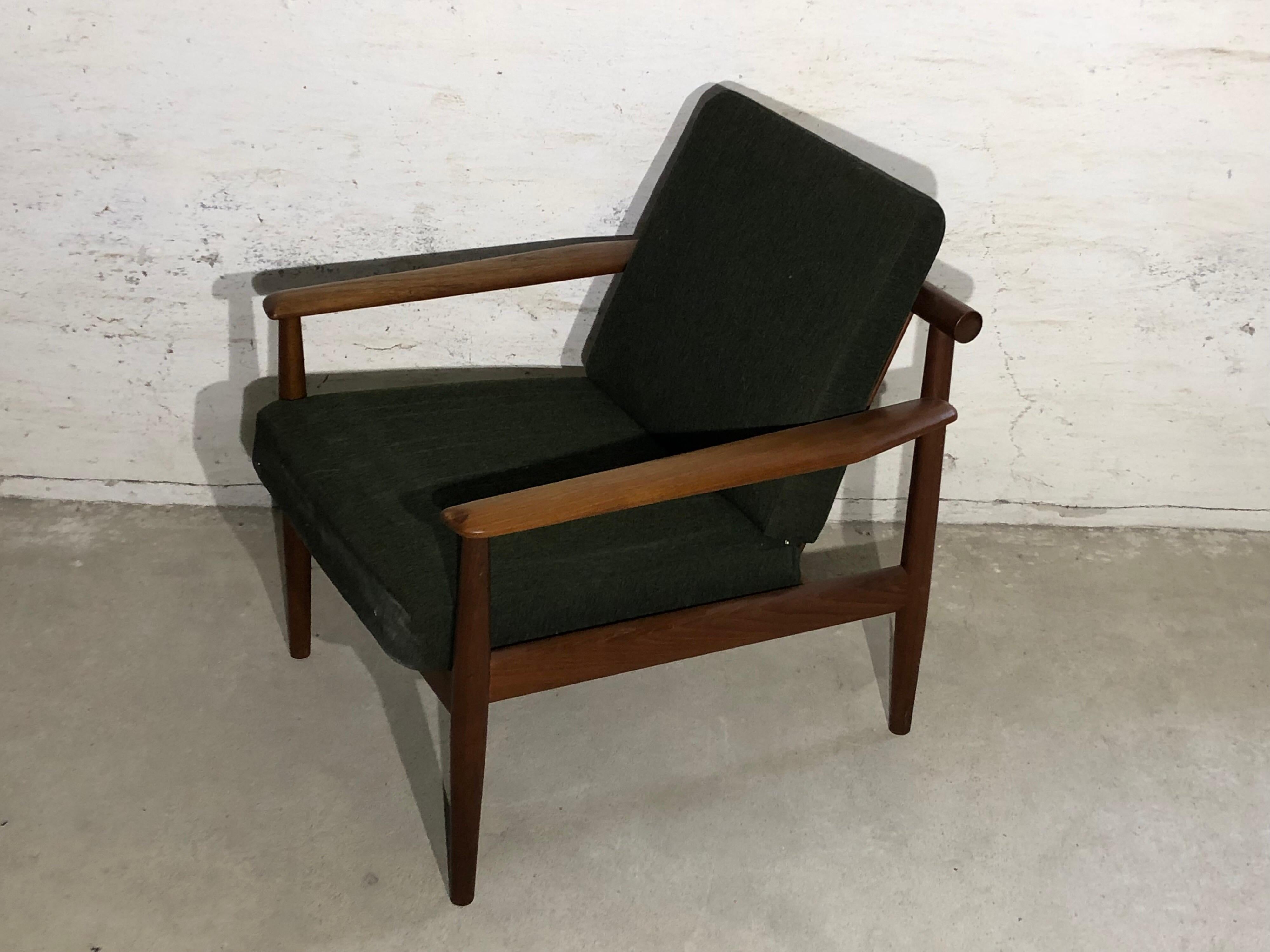 Rare Teak Lounge Chair by Grete Jalk, 1950s Danish Mid-Century Modern (Moderne der Mitte des Jahrhunderts) im Angebot