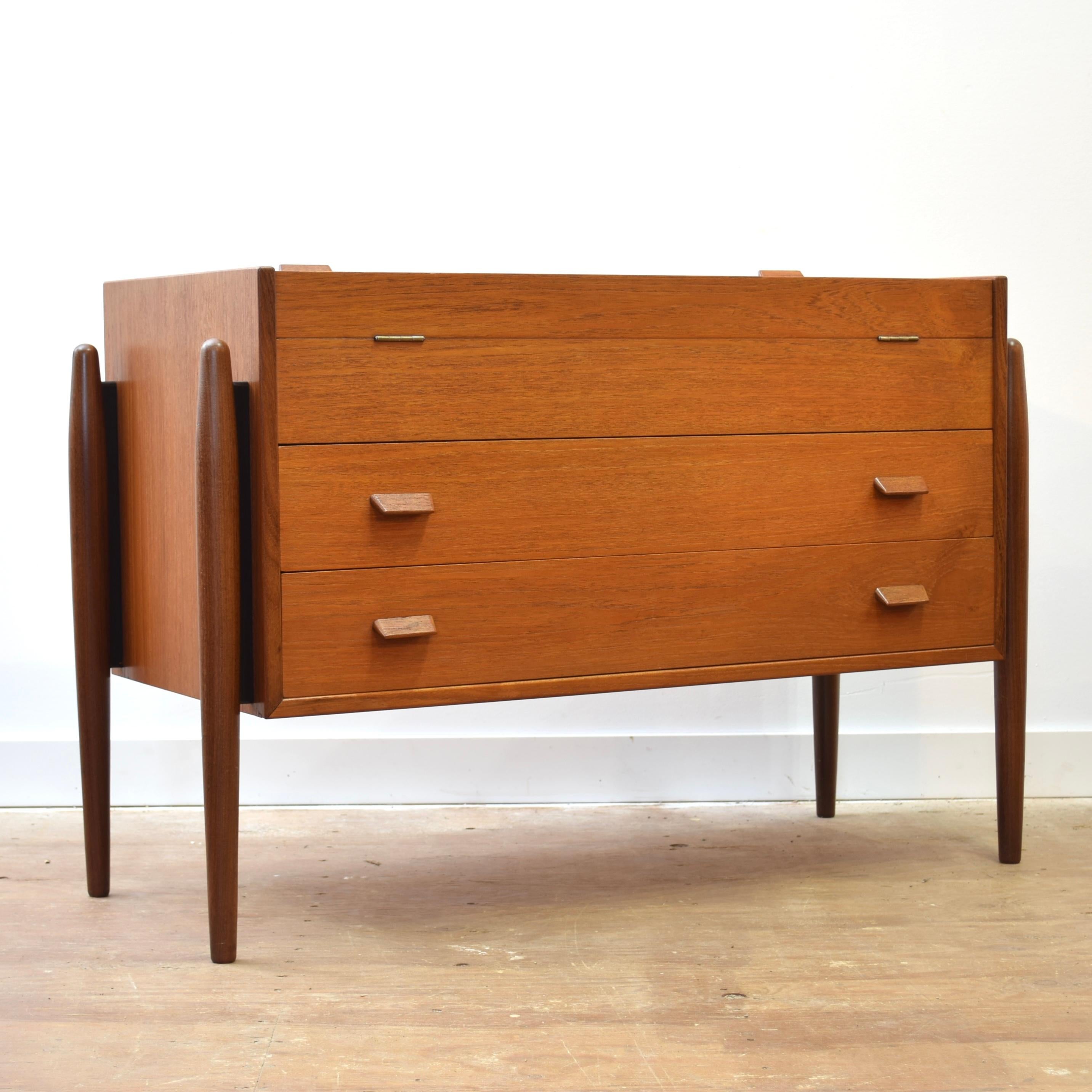 Danish Rare Teak Vanity/Dresser For Sale