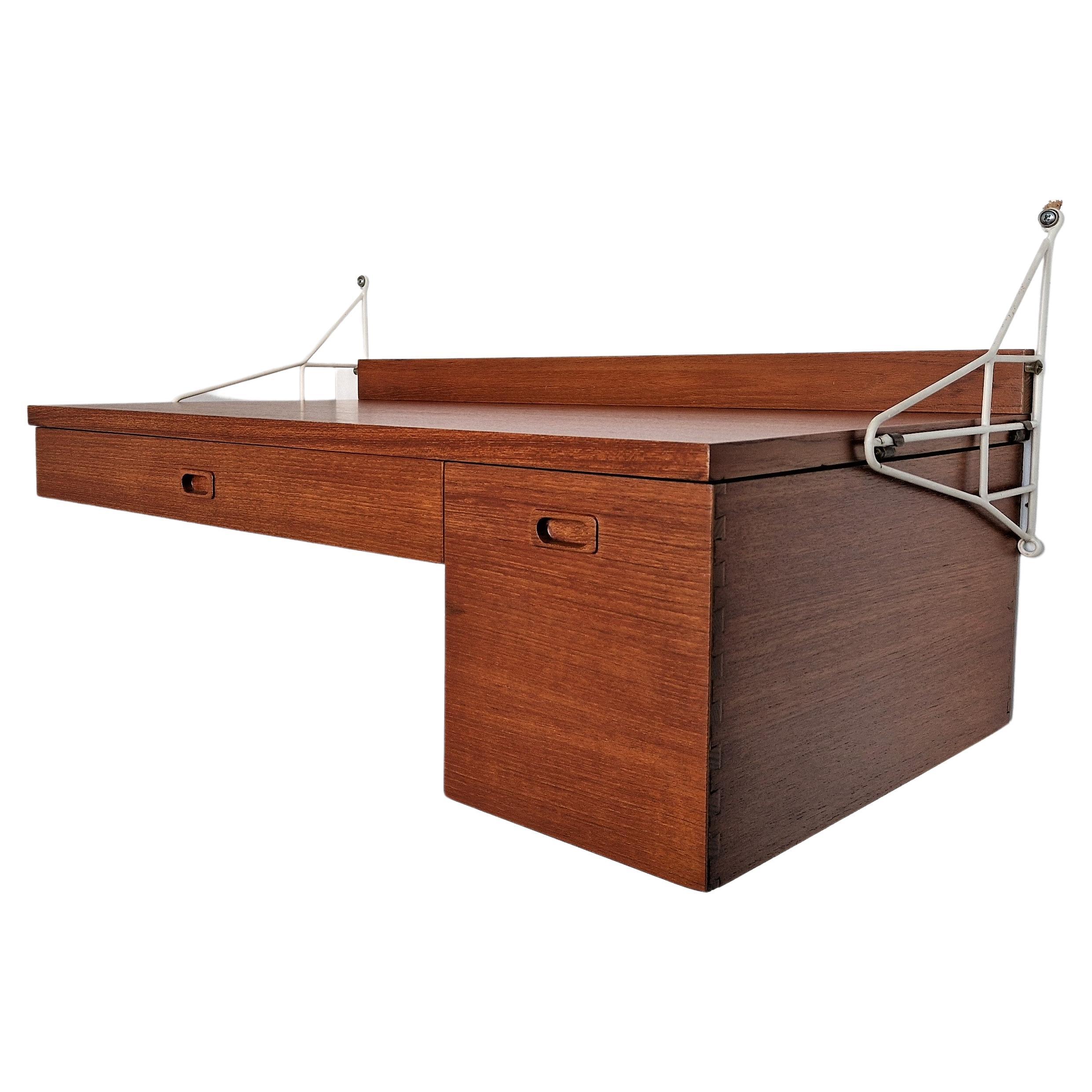 Rare Teak Wall Mounted Dressing Table by Strinning for String, Sweden, 1960s