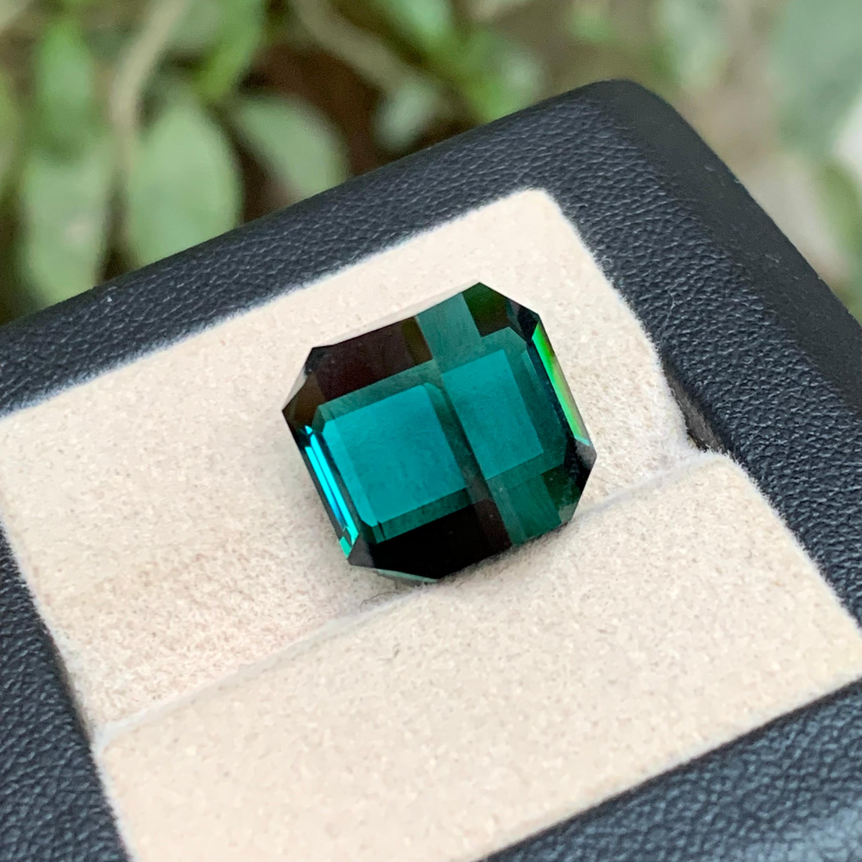 Rare Teal Blue Flawless Tourmaline Gemstone, 15.30 Ct Emerald Cut-Ring/Pendant For Sale 4