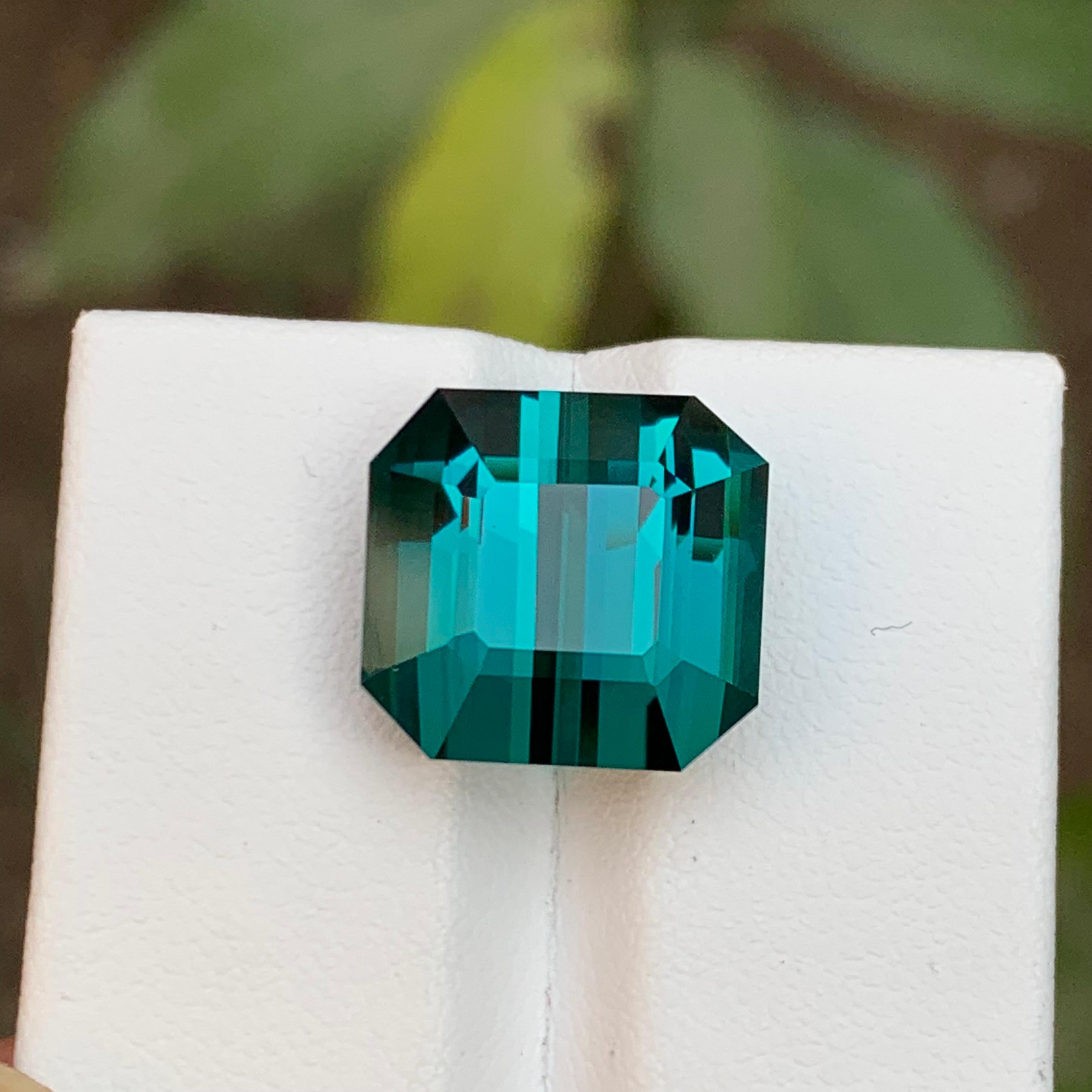 Rare Teal Blue Flawless Tourmaline Gemstone, 15.30 Ct Emerald Cut-Ring/Pendant For Sale 5