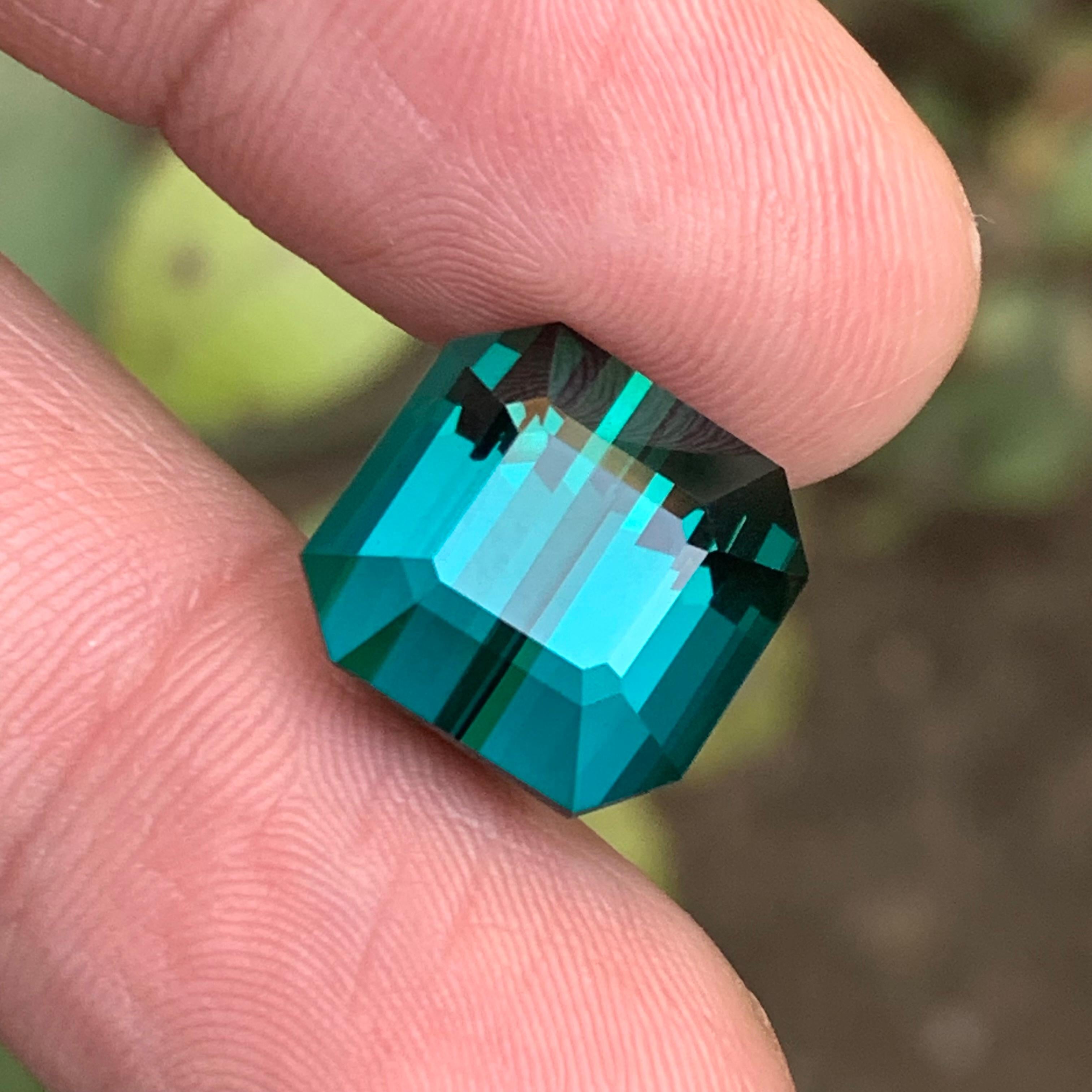Rare Teal Blue Flawless Tourmaline Gemstone, 15.30 Ct Emerald Cut-Ring/Pendant For Sale 7