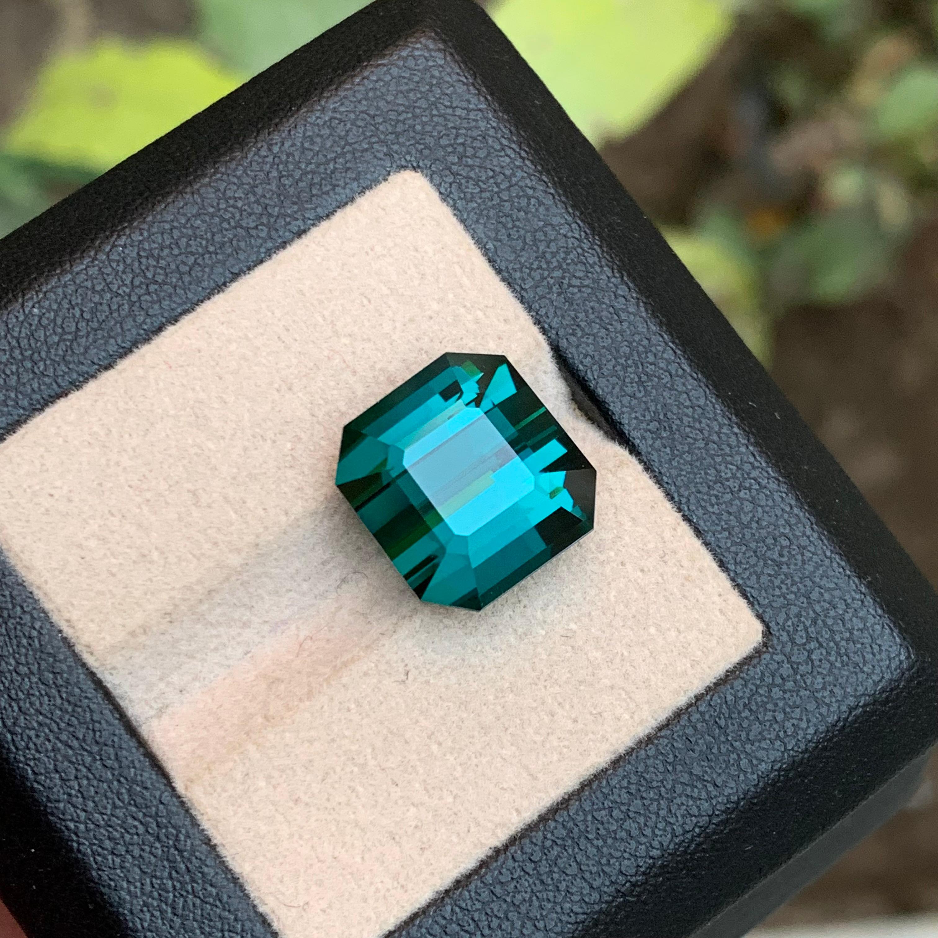 Rare Teal Blue Flawless Tourmaline Gemstone, 15.30 Ct Emerald Cut-Ring/Pendant For Sale 8