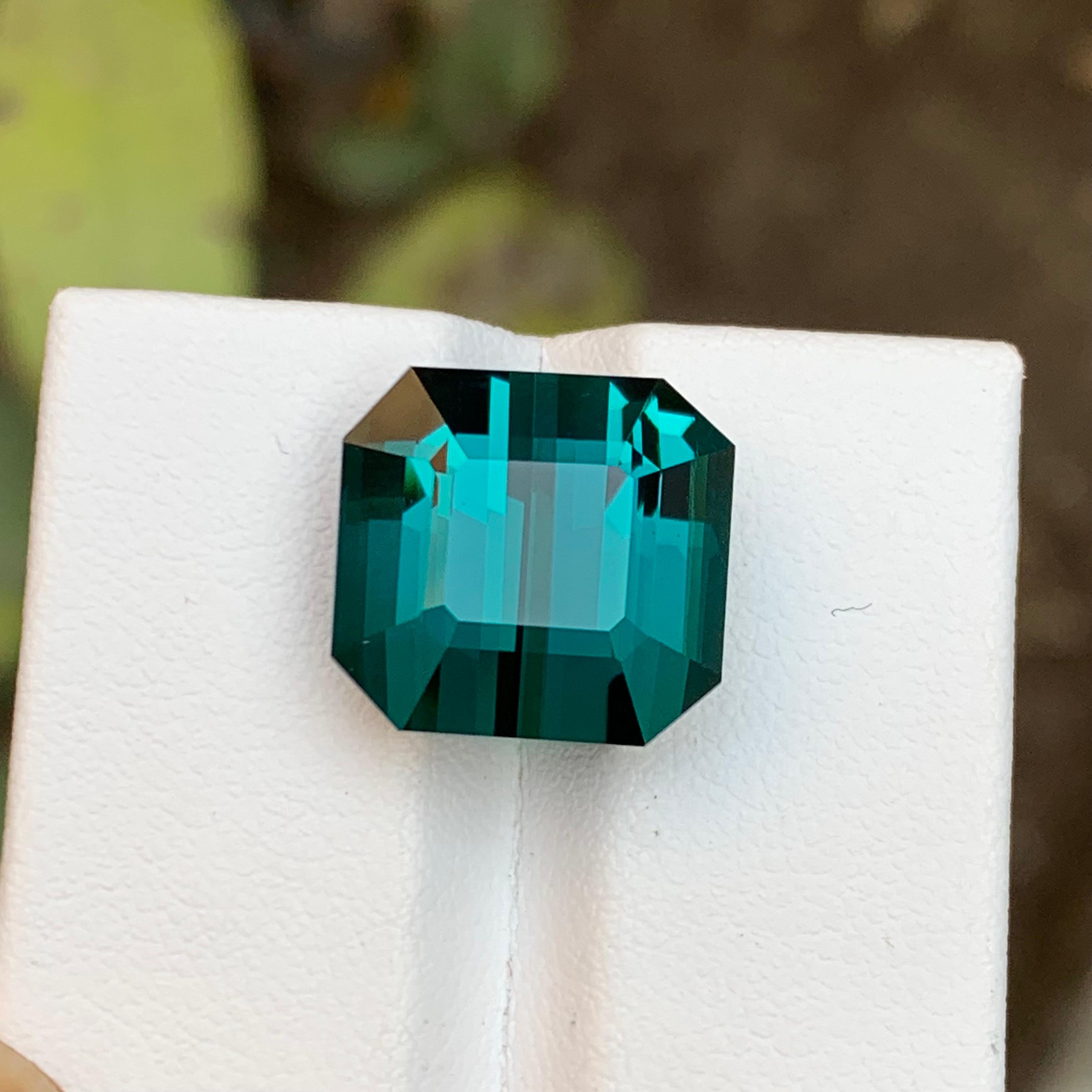 Rare Teal Blue Flawless Tourmaline Gemstone, 15.30 Ct Emerald Cut-Ring/Pendant For Sale 11