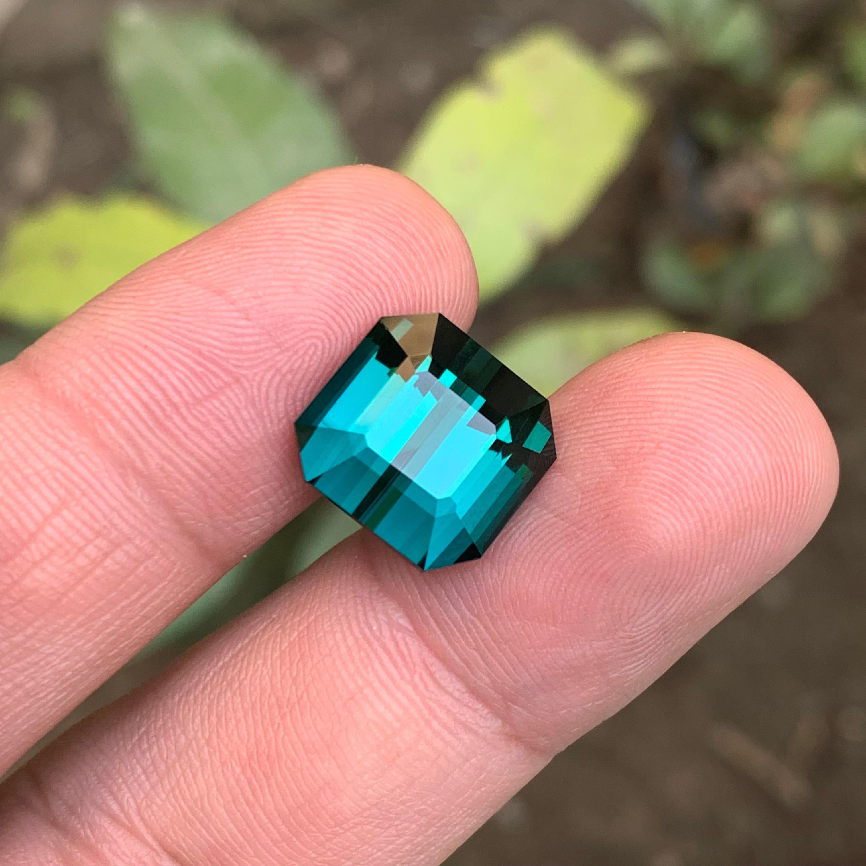 Rare Teal Blue Flawless Tourmaline Gemstone, 15.30 Ct Emerald Cut-Ring/Pendant For Sale 12