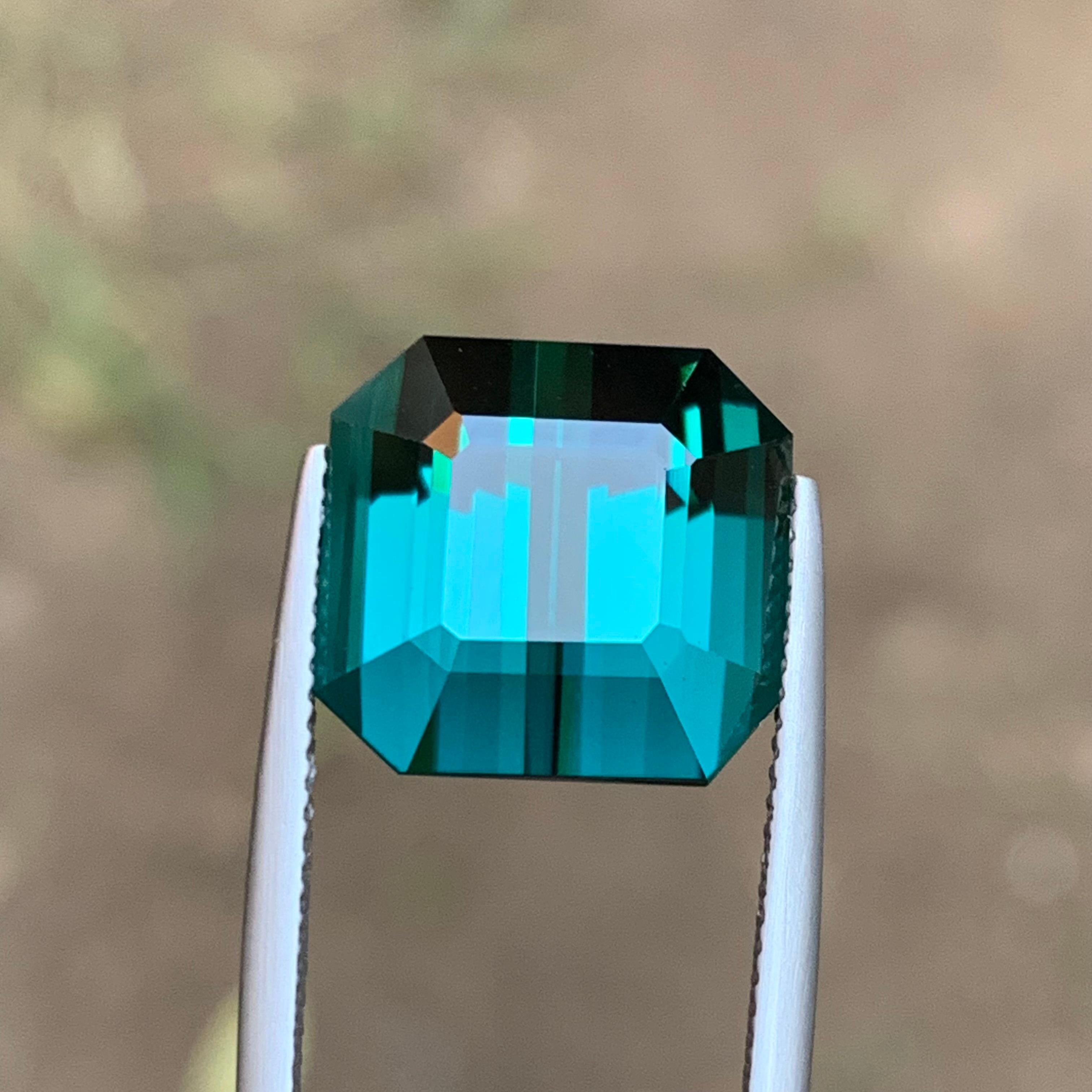 Rare Teal Blue Flawless Tourmaline Gemstone, 15.30 Ct Emerald Cut-Ring/Pendant For Sale 13