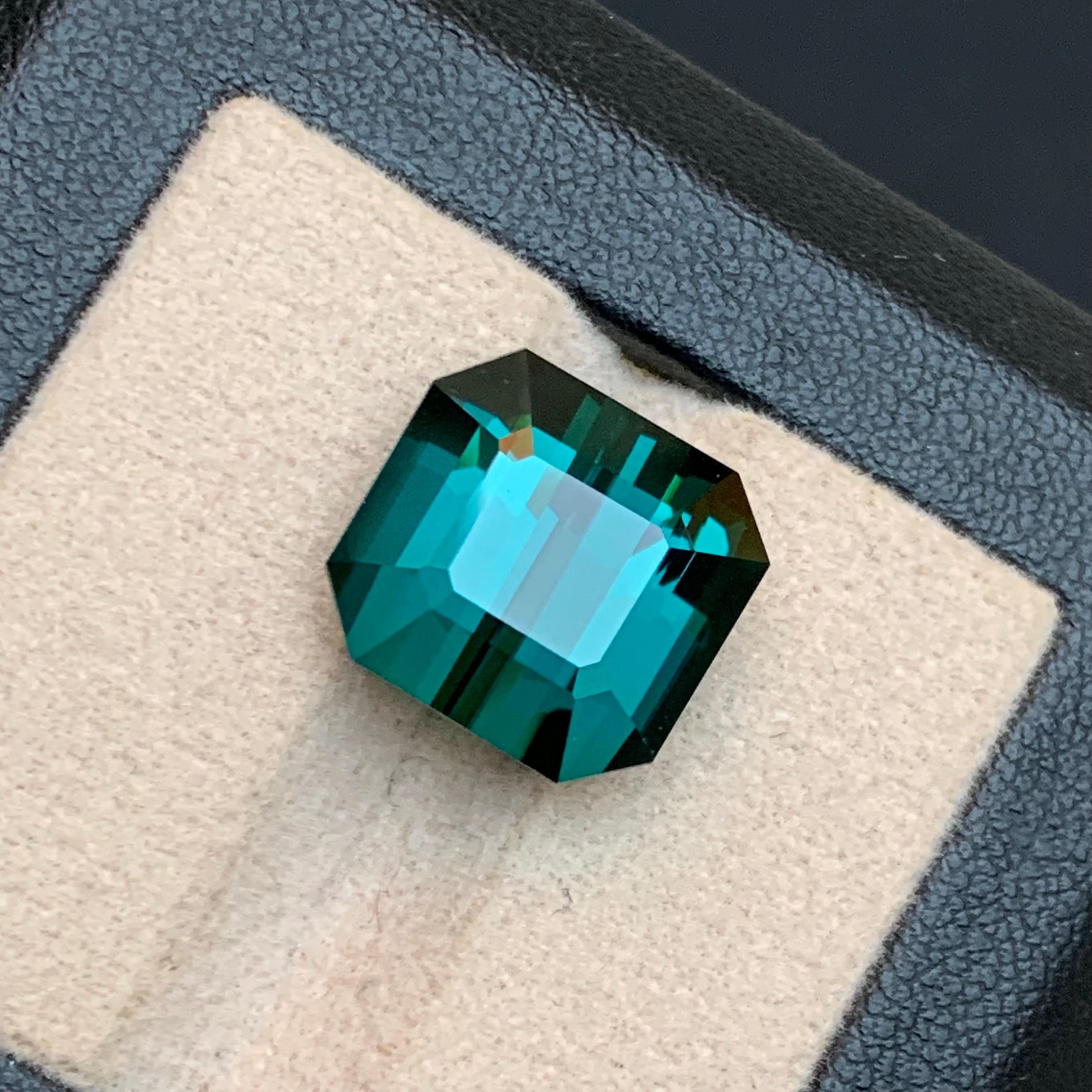 Rare Teal Blue Flawless Tourmaline Gemstone, 15.30 Ct Emerald Cut-Ring/Pendant For Sale 3