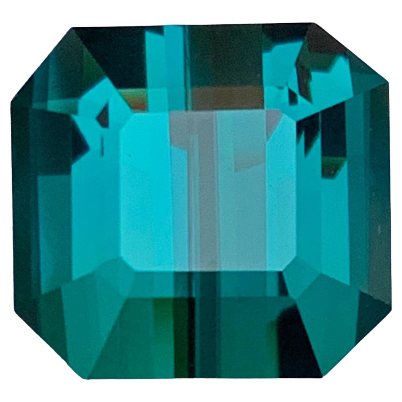 Rare Teal Blue Flawless Tourmaline Gemstone, 15.30 Ct Emerald Cut-Ring/Pendant For Sale