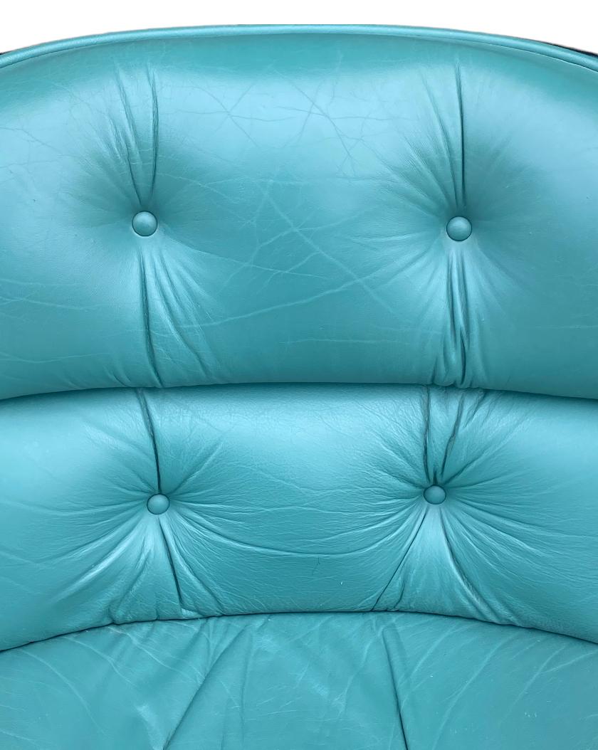 20th Century Rare Teal Charles Pollock for Knoll Leather Office Chair