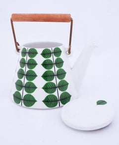 Rare Teapot, Stig Lindberg, Gustavsberg, Sweden, Berså / Bersa, Green Leafs
