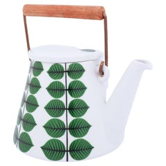 Vintage Rare Teapot, Stig Lindberg, Gustavsberg, Sweden, Berså / Bersa, Green Leafs