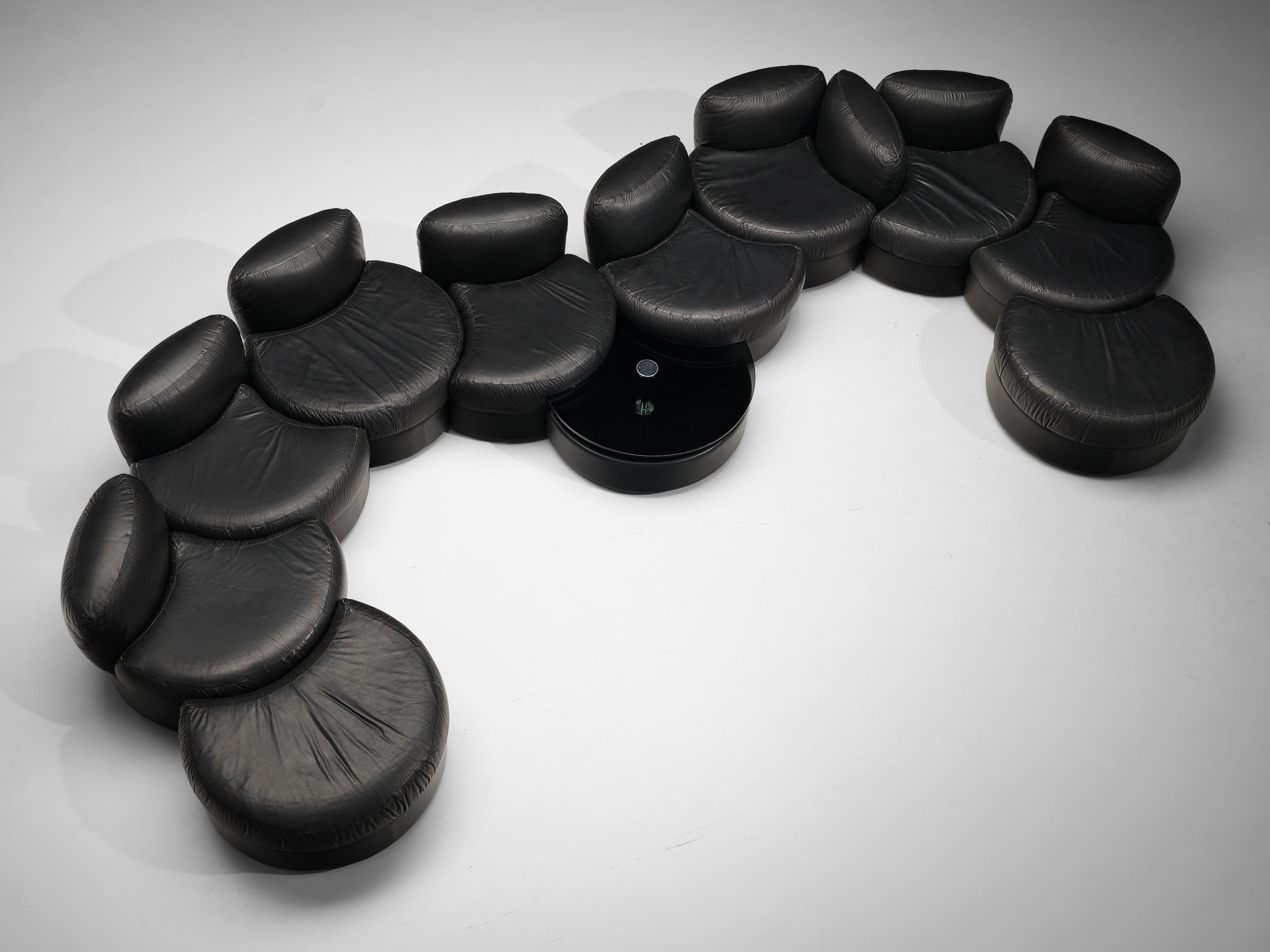 Rare Tecnosalotto Montavo Modular Sofa in Black Leather 4