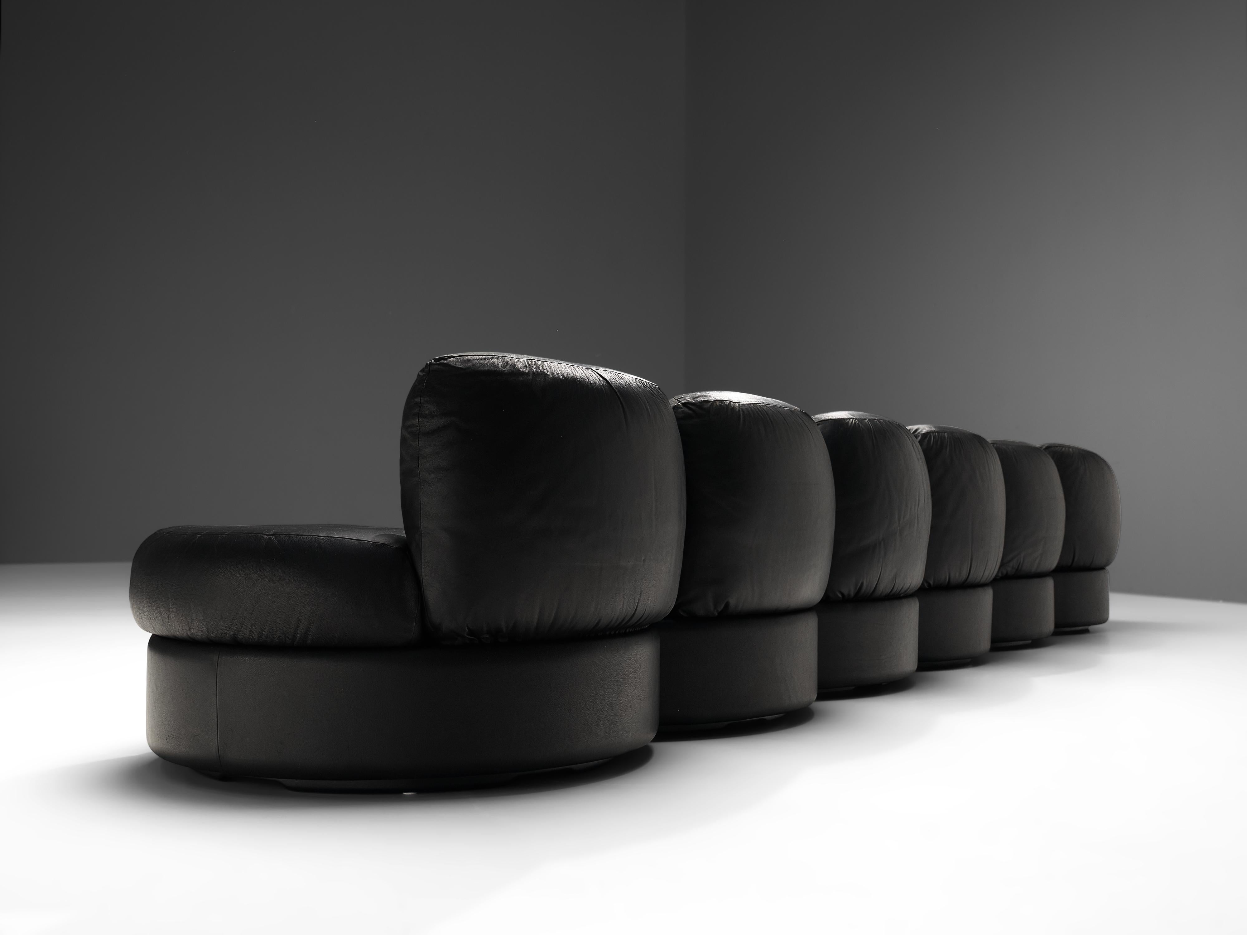 Rare Tecnosalotto Montavo Modular Sofa in Black Leather In Good Condition In Waalwijk, NL