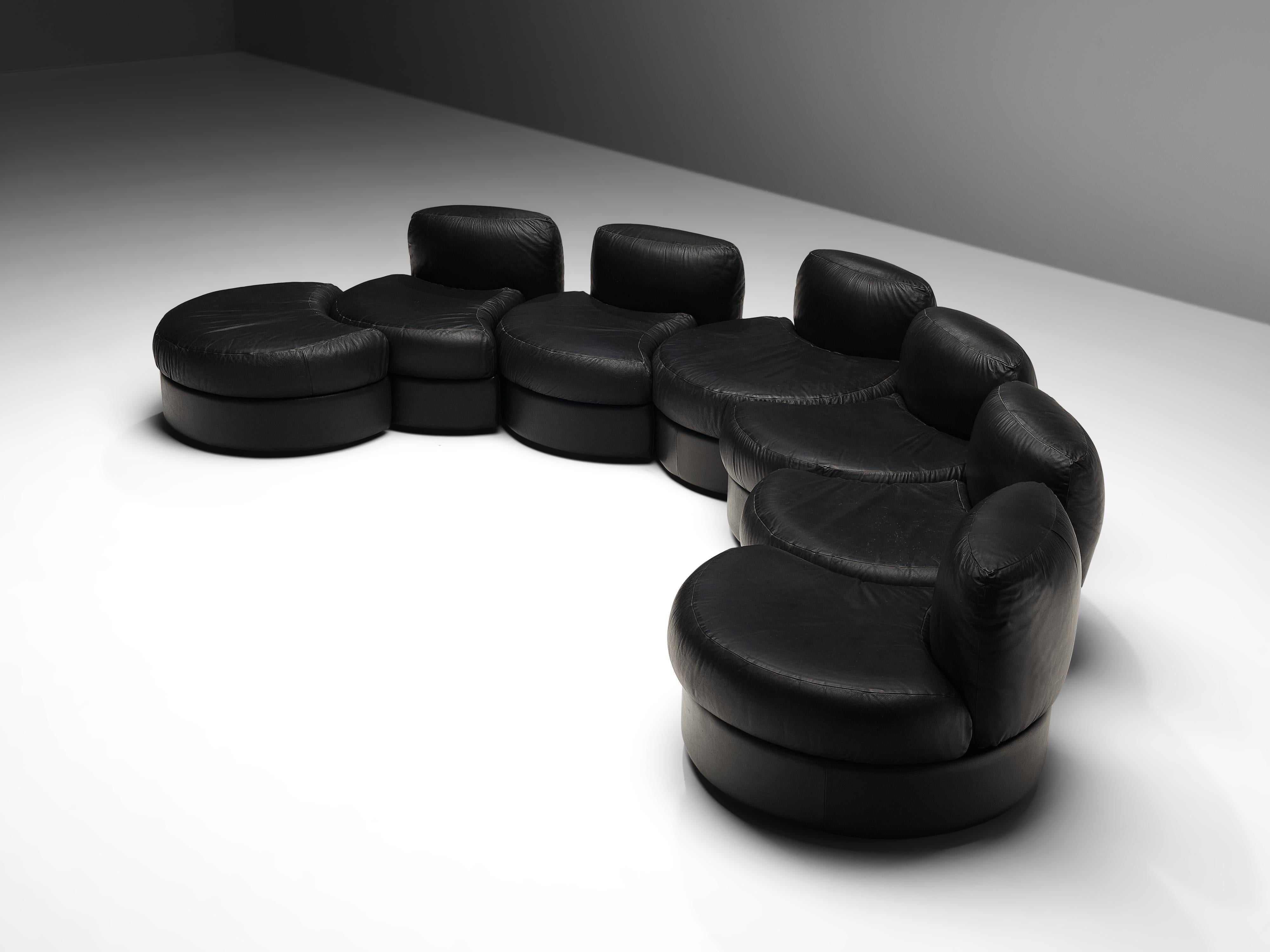 Rare Tecnosalotto Montavo Modular Sofa in Black Leather 3