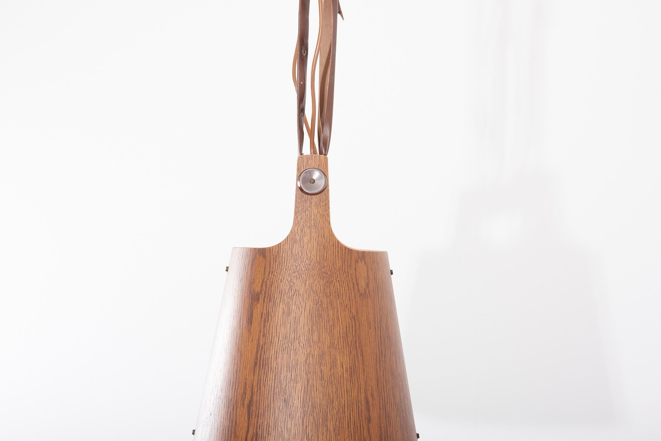 Rare Temde Pendant Lamp in Plywood, Leather and Metal, Switzerland, 1950s 3