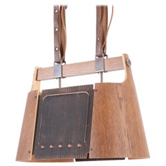 Rare Temde Pendant Lamp in Plywood, Leather and Metal, Switzerland, 1950s