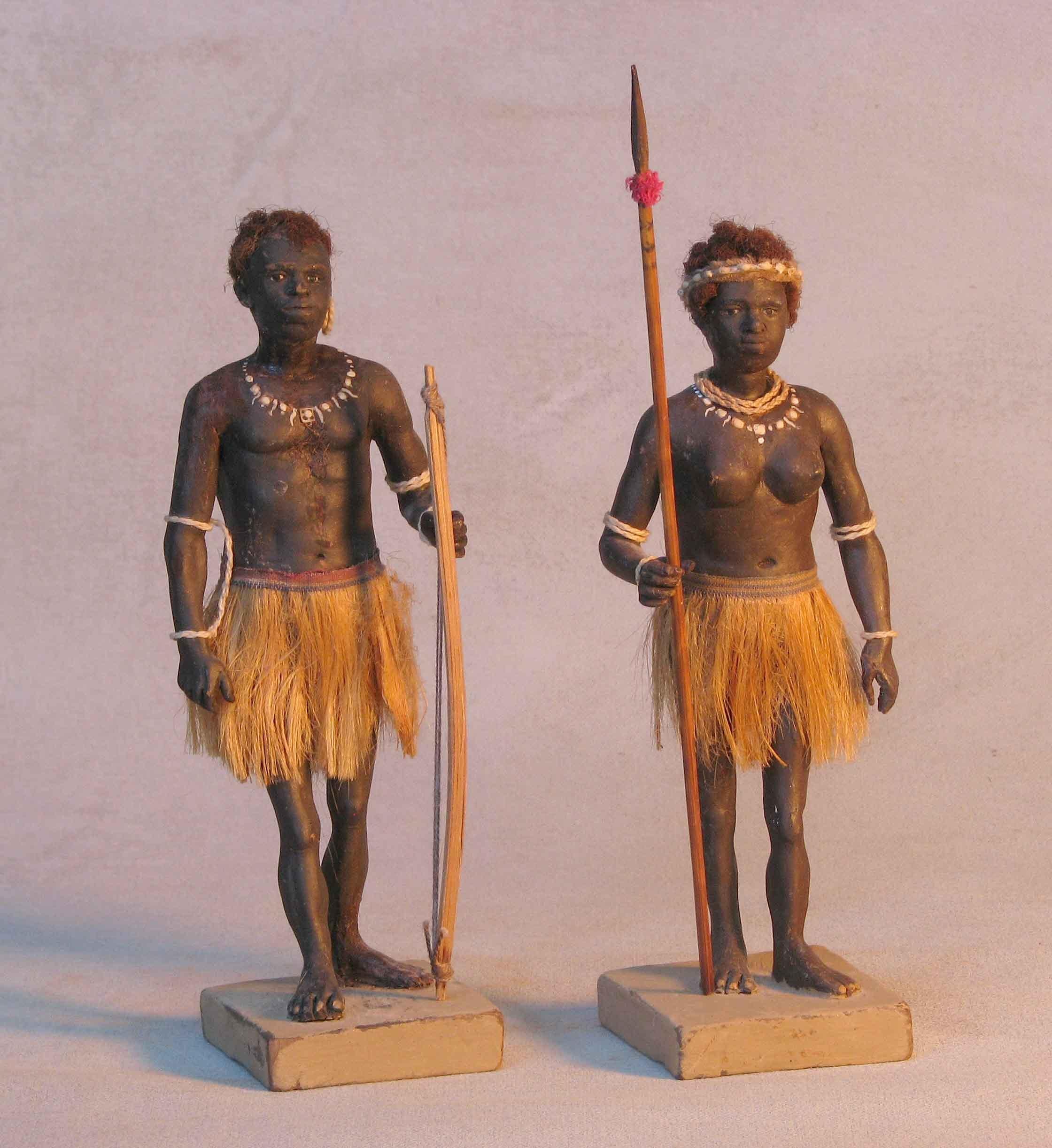 Rare Terracotta Krishnanagar Figures of African Warriors In Good Condition In Ottawa, Ontario
