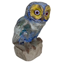 Antique Rare Terracotta Majolica Owl Filmont Bavent Normandy